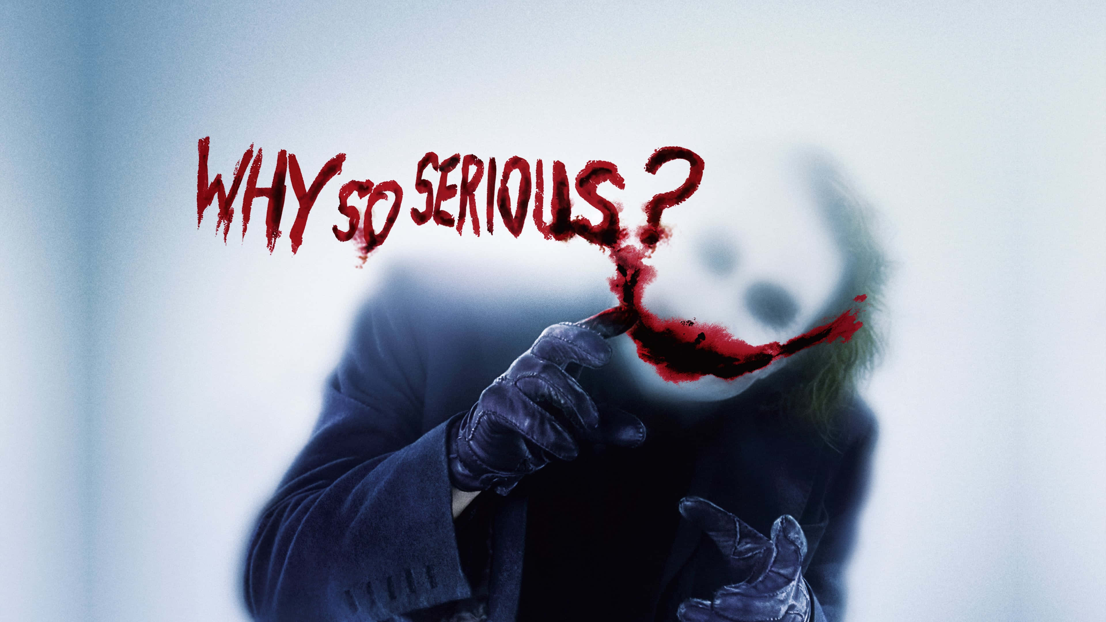 Bildetekst: Jokeren fra The Dark Knight i 4K Ultra HD som viser sitt ikoniske slagord Bakgrunner