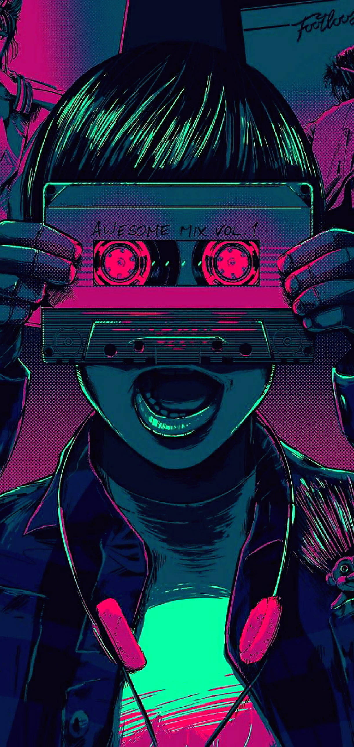 Bildetekst: Retro Glød av Vaporwave-design Bakgrunner