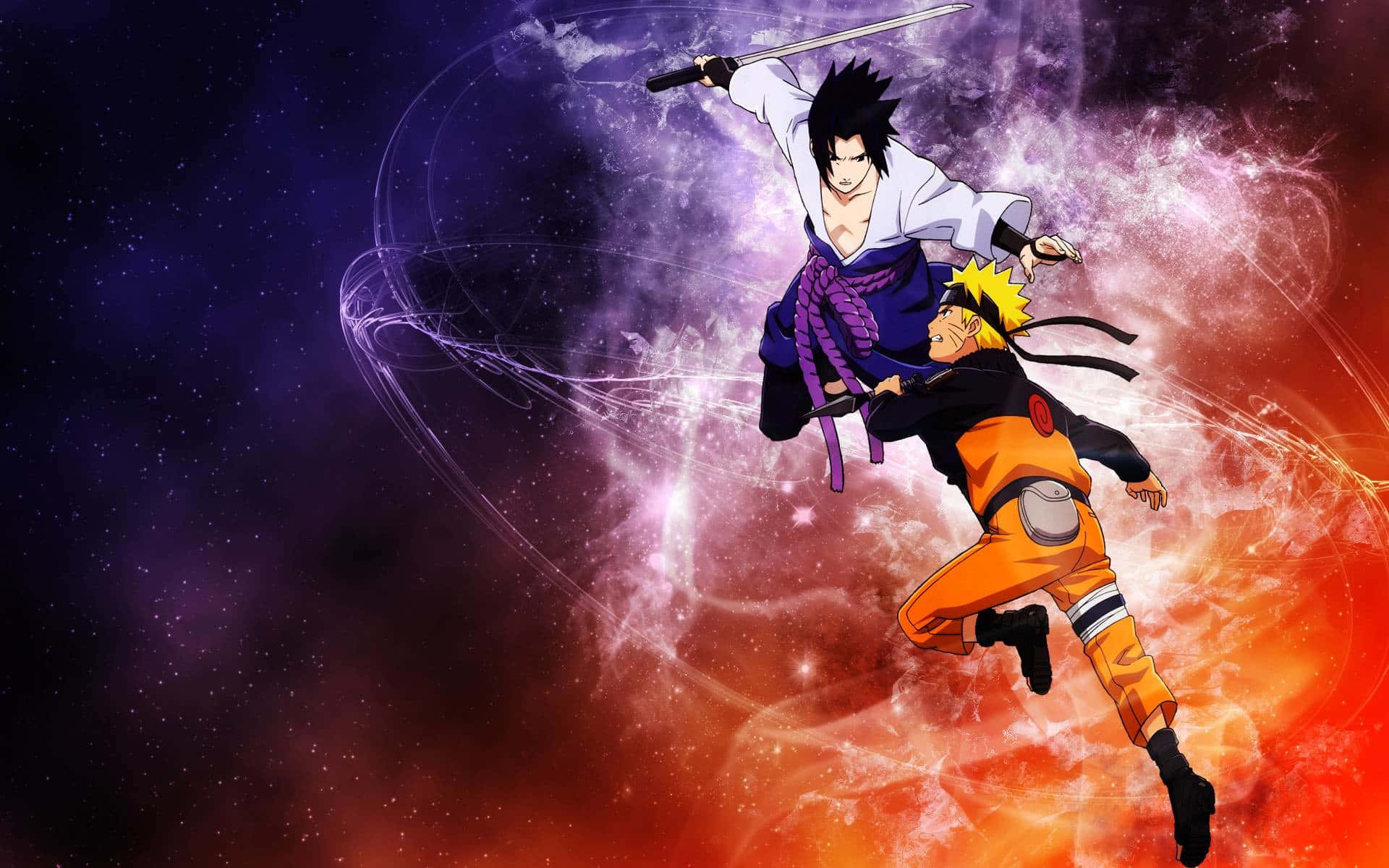 Bildetekst: Uzumaki Naruto og Uchiha Sasuke – Intenst slag under måneskinnet Bakgrunner