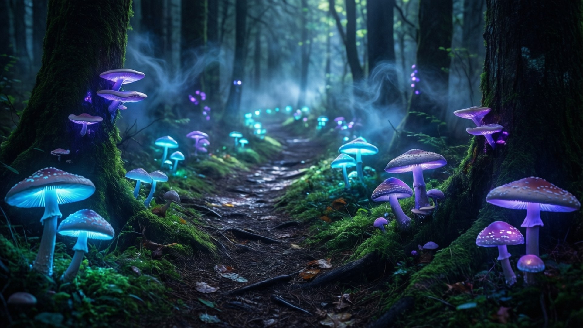 Bioluminescerende skogssti Bakgrunner
