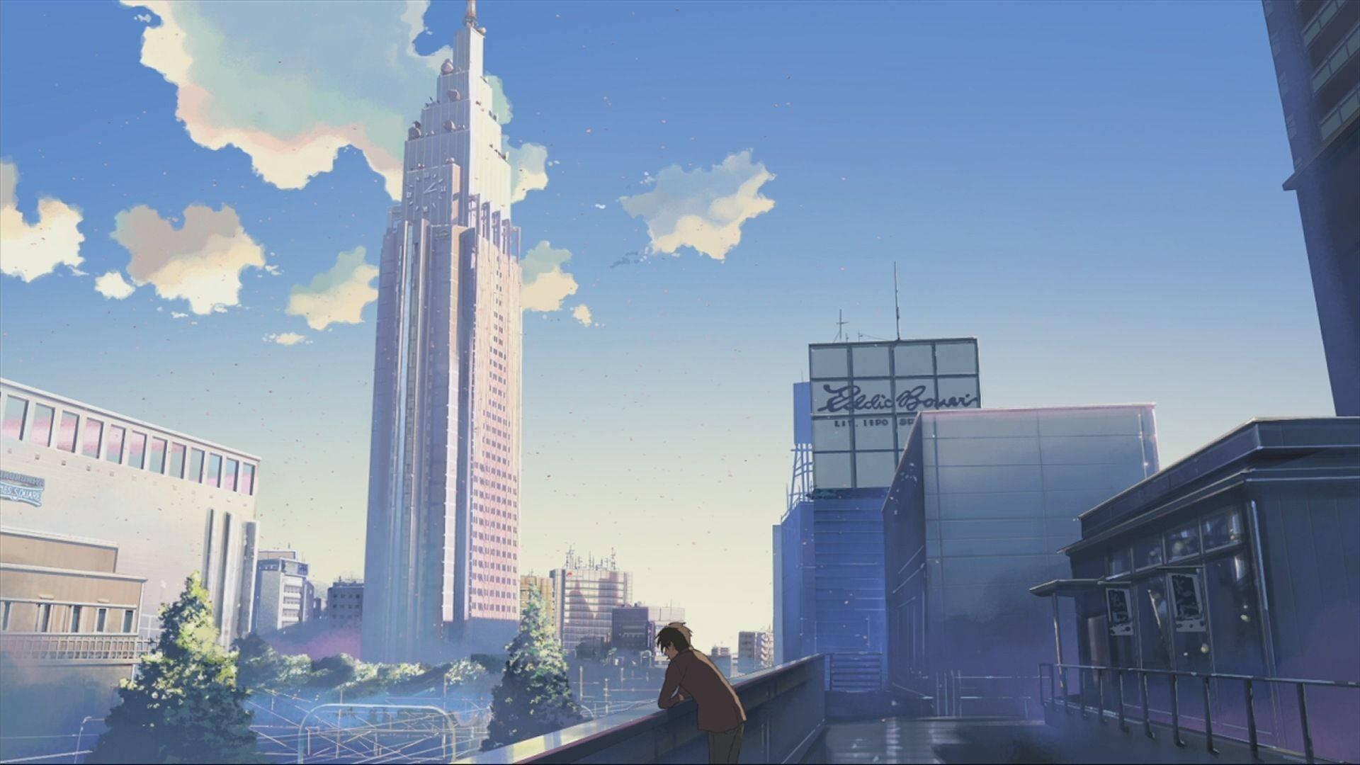 Blå anime-bypanorama-estetikk Bakgrunner