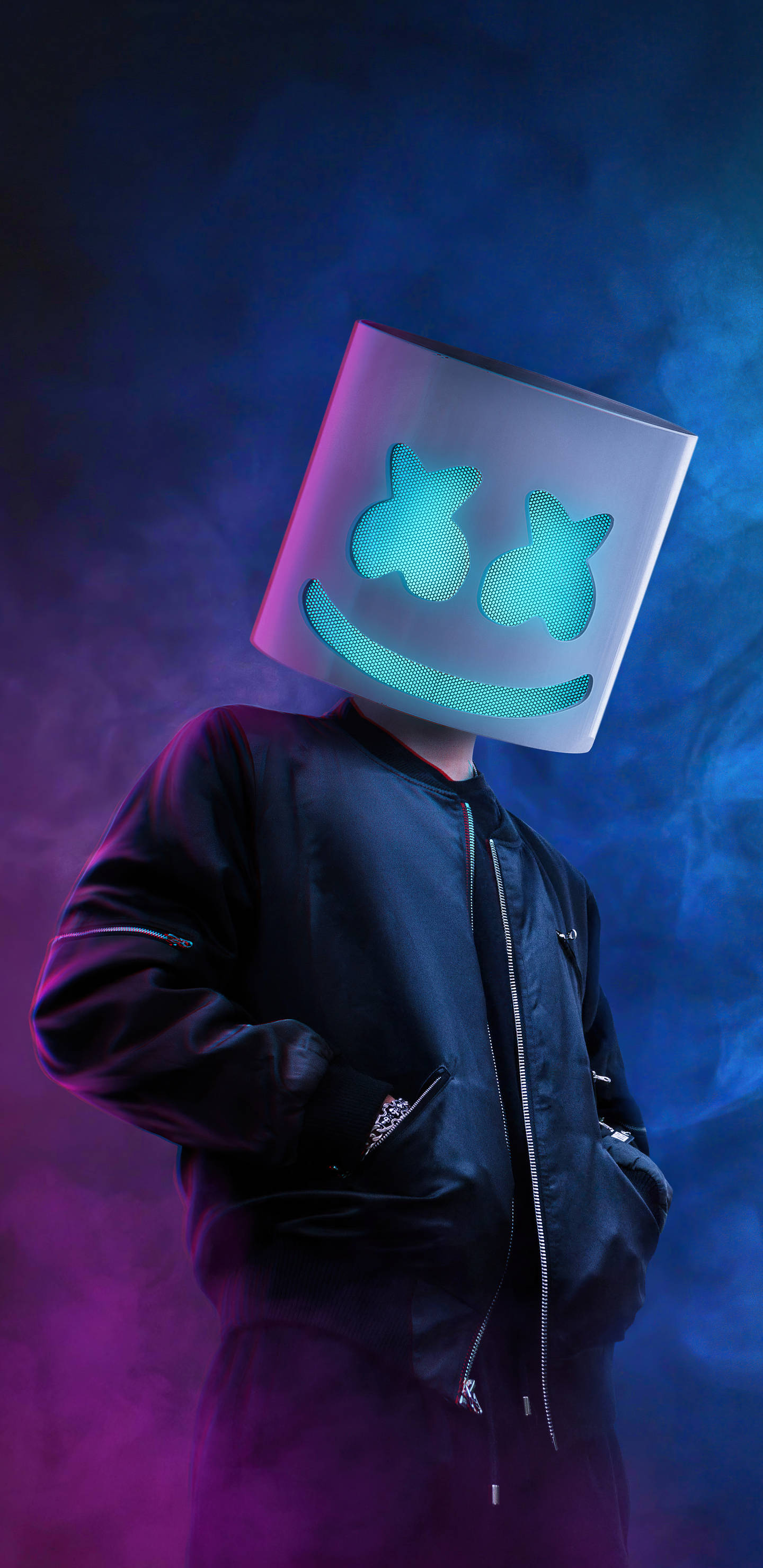 Blå bakgrunn Marshmello HD iPhone Bakgrunner