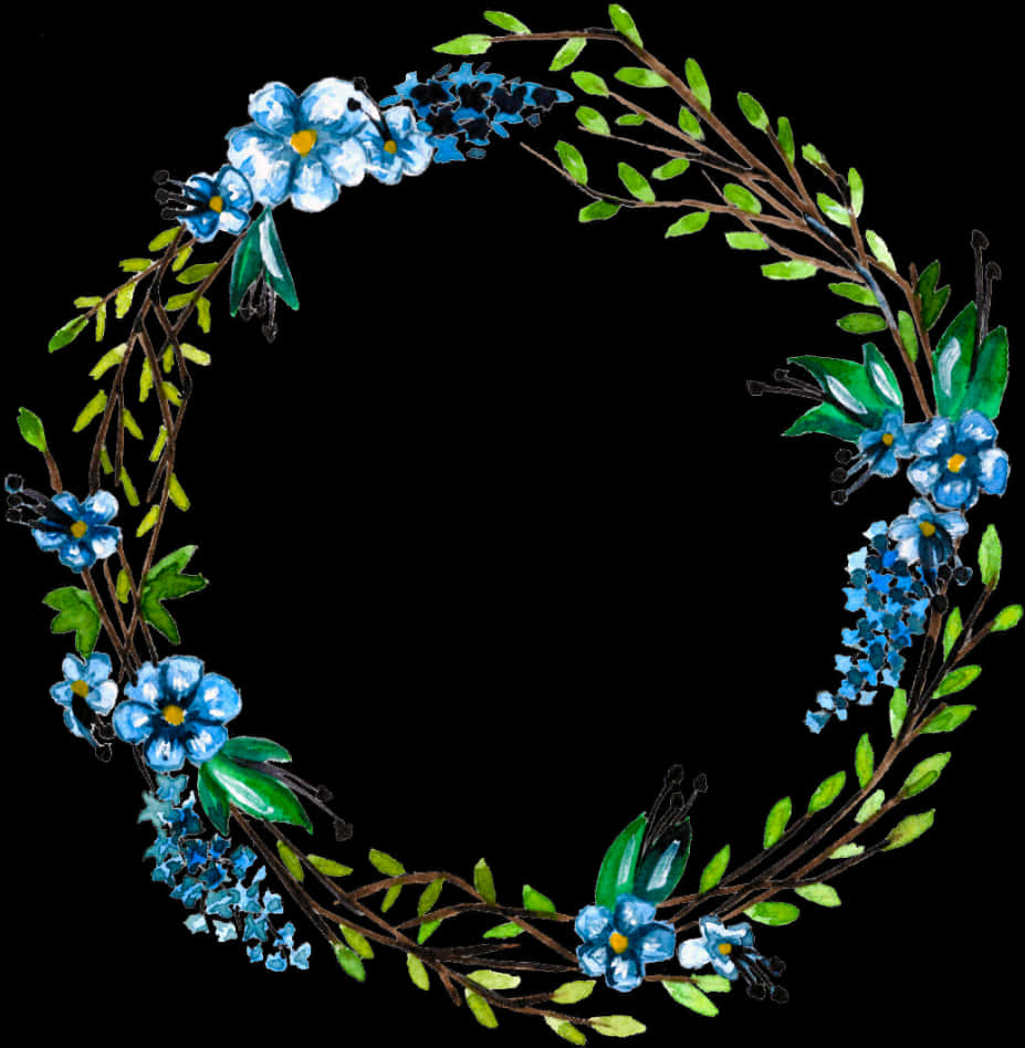 Blå_ blomsterkrans_ illustrasjon Bakgrunner
