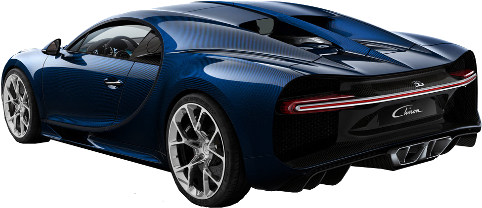 Blå Bugatti Chiron bakfra Bakgrunner
