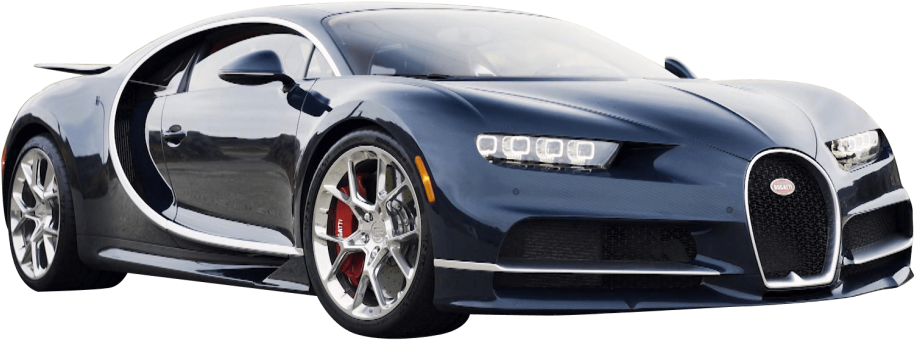 Blå Bugatti Chiron sett fra siden Bakgrunner