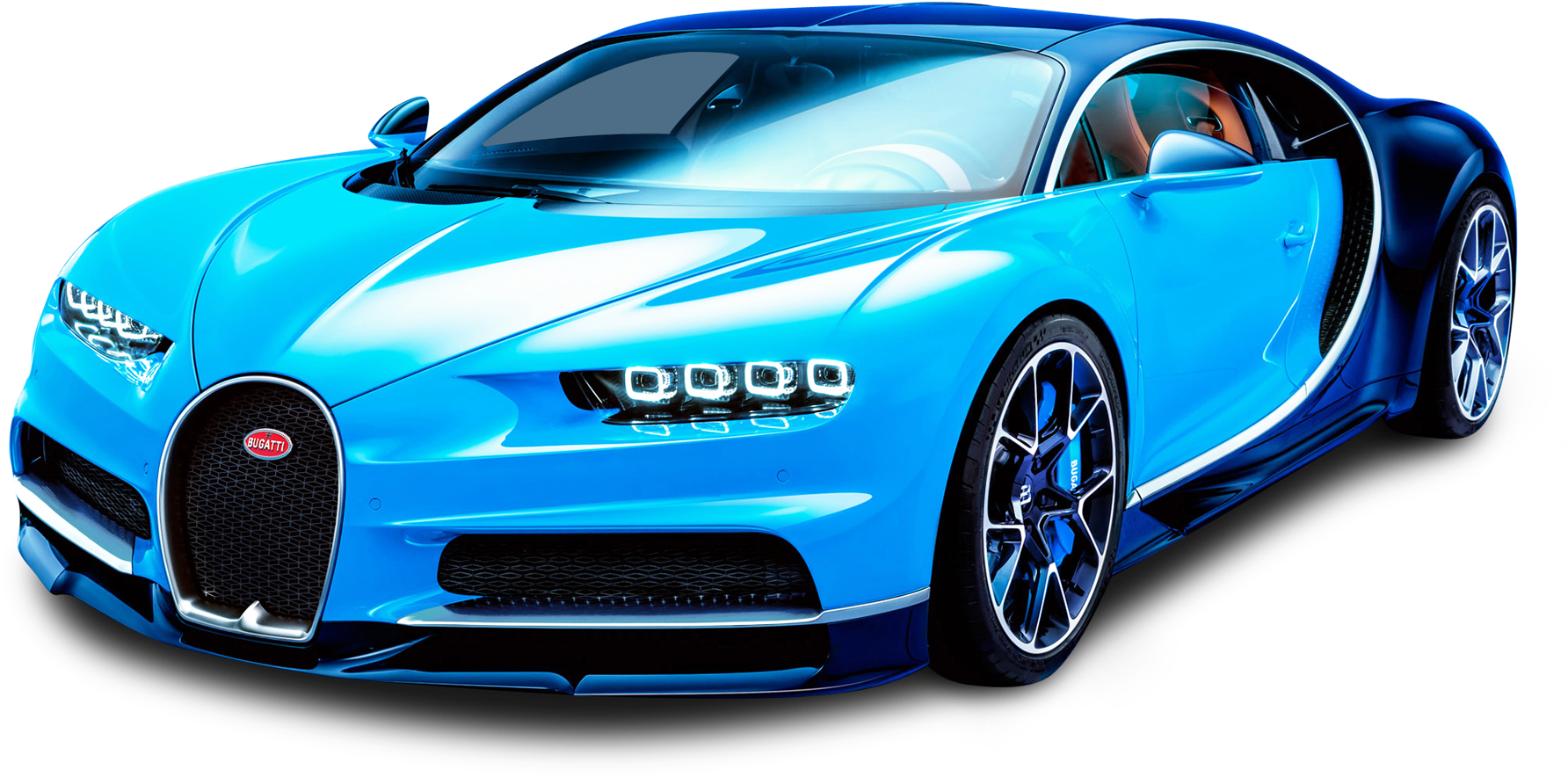 Blå Bugatti Chiron sett fra siden Bakgrunner