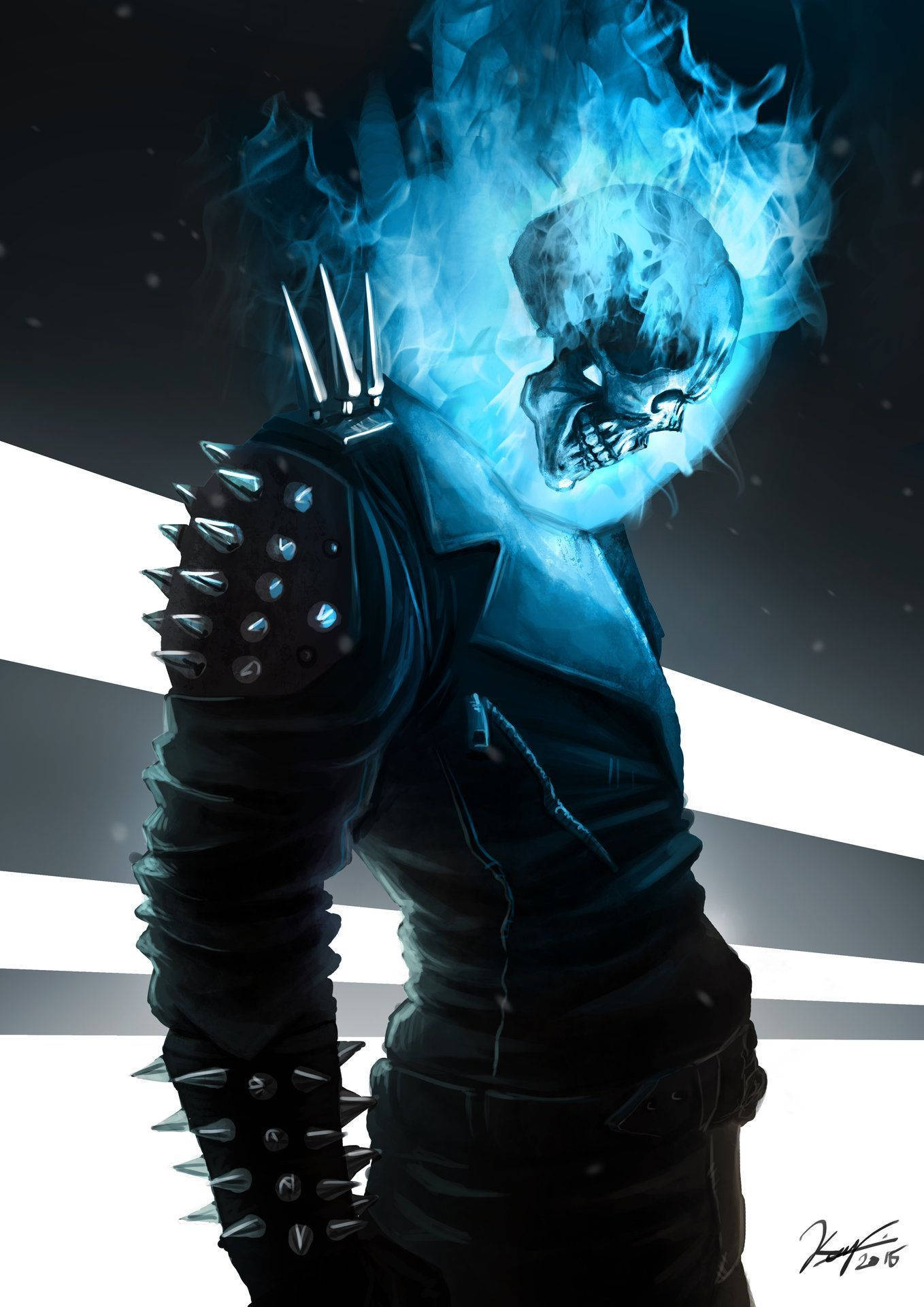 Blå Ghost Rider med flammende hodeskalle Bakgrunner