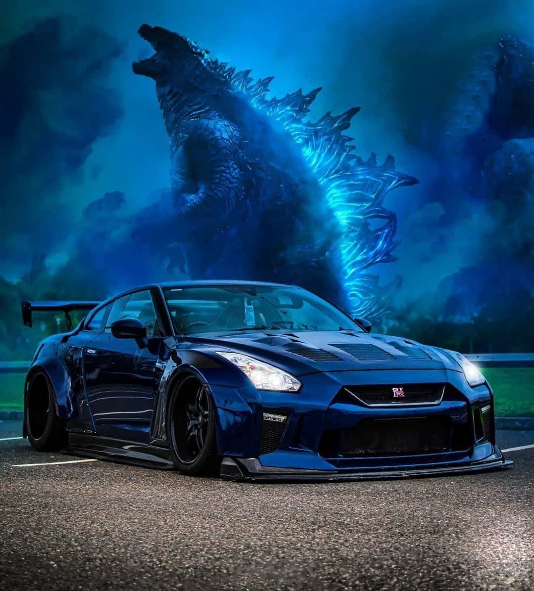 Blå Godzilla Nissan R35 GTR-bilde Bakgrunner