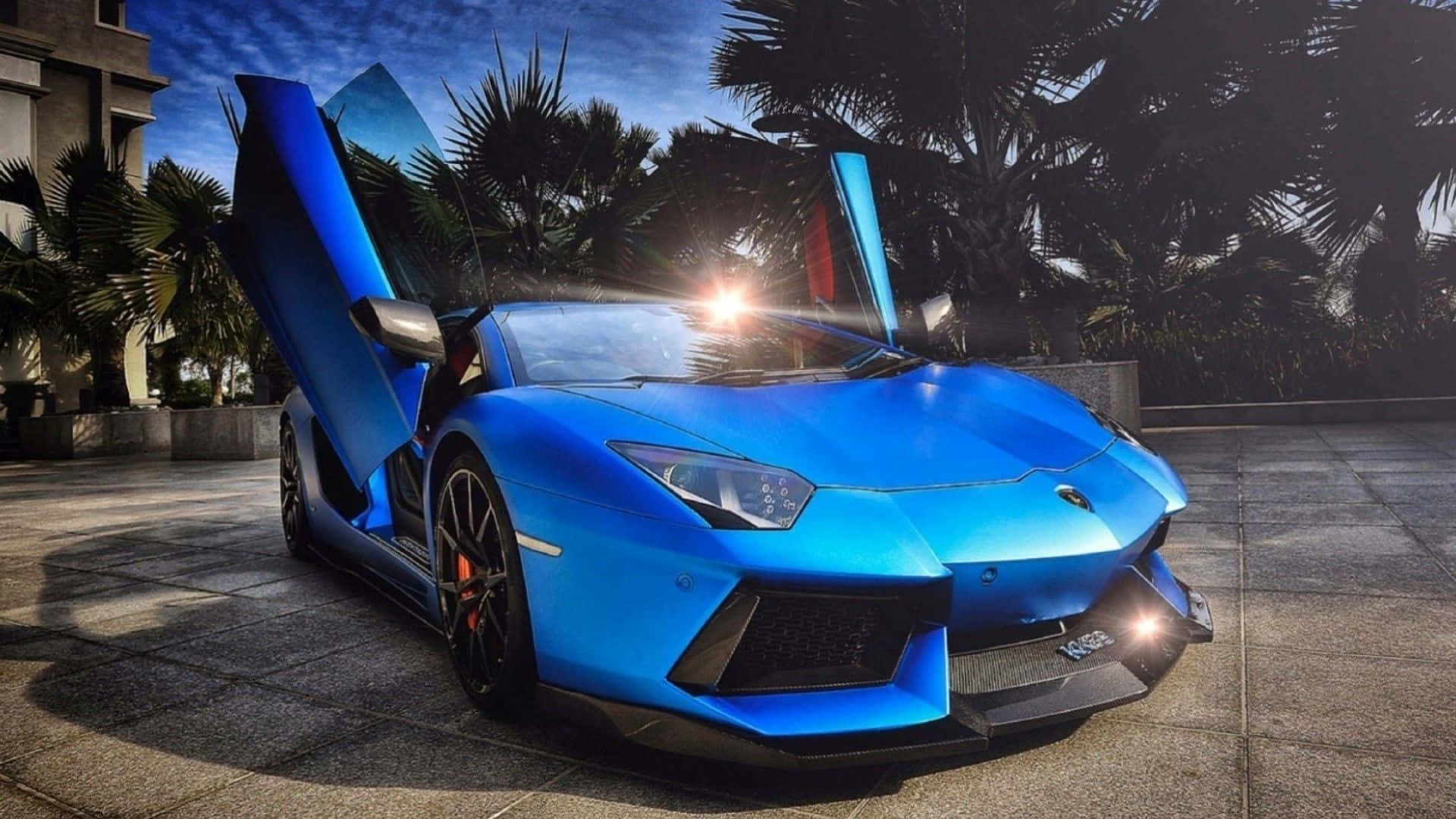 Blå Lamborghini Aventador kul eksteriør Bakgrunner