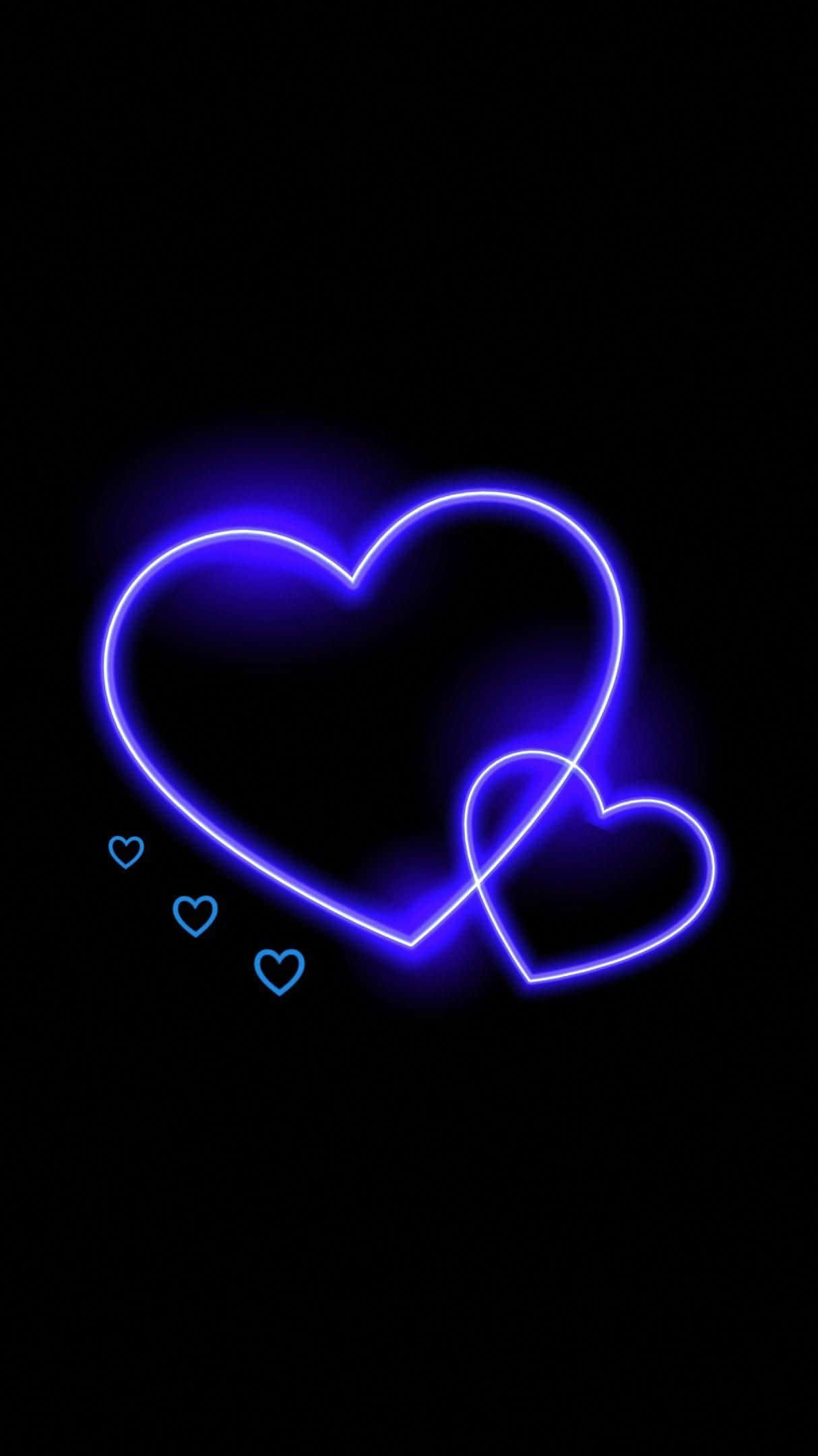 Blå neonhjerter digital kunst Bakgrunner