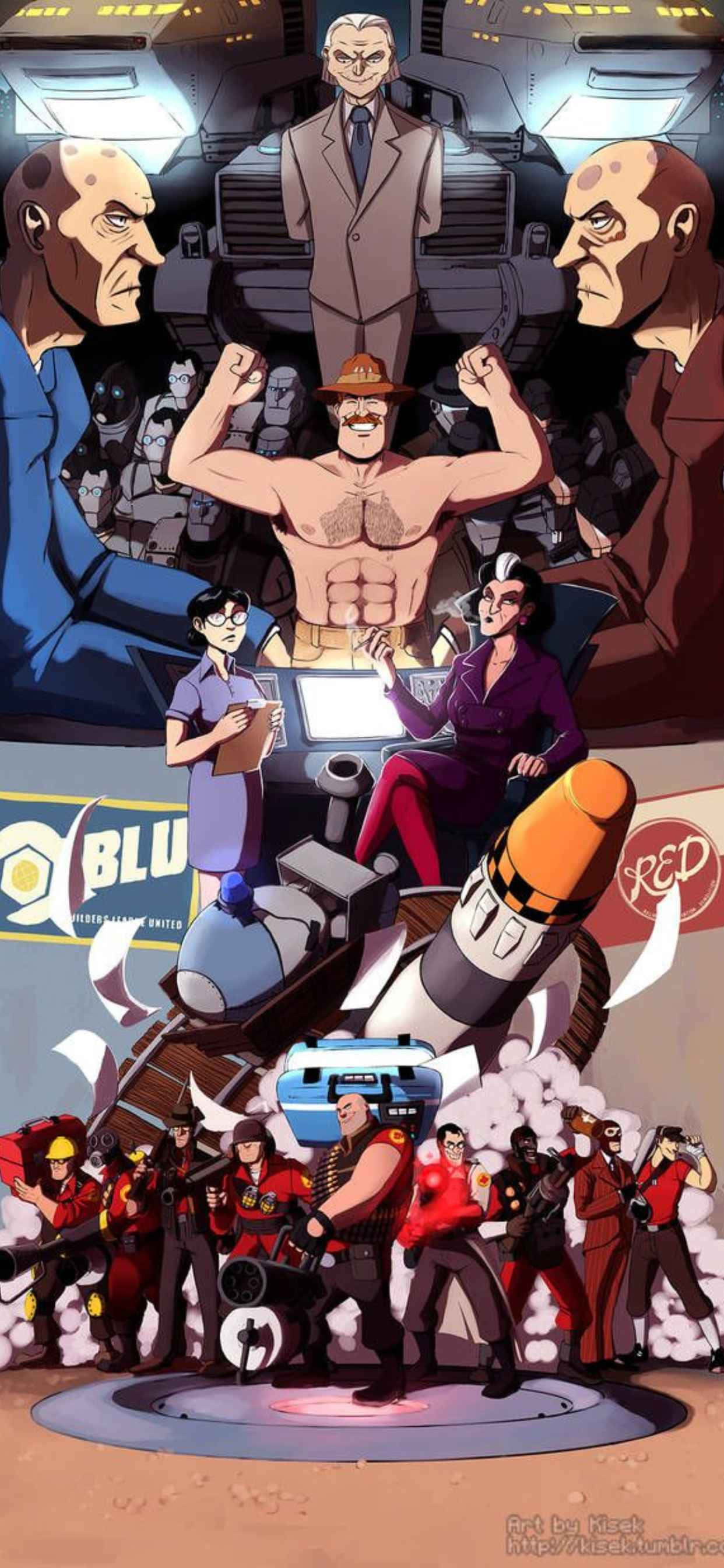 Blått og rødt iPhone XS Max Team Fortress 2-bakgrunnsbilde Bakgrunner