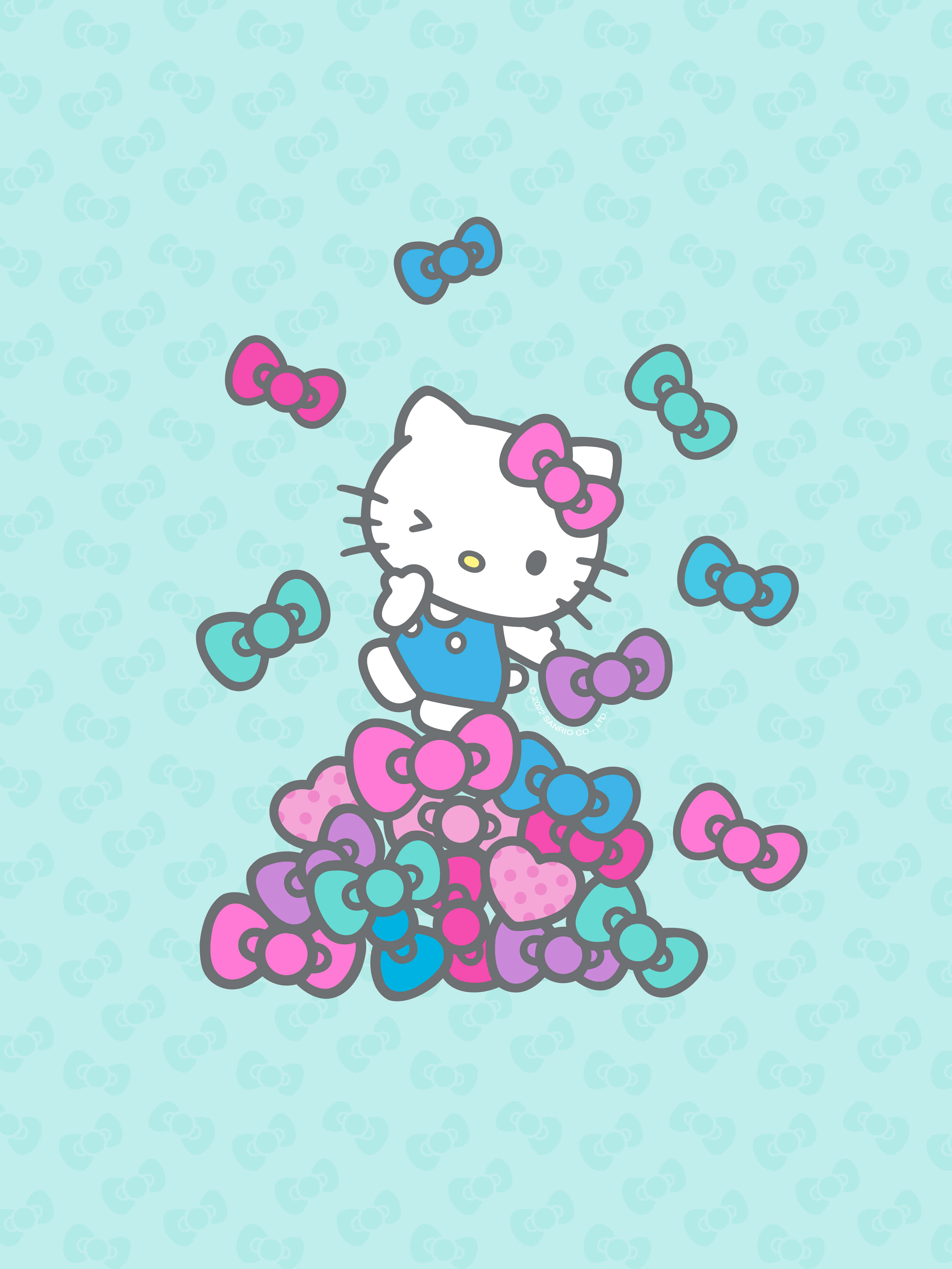 Blå og rosa Hello Kitty-bakgrunn Bakgrunner