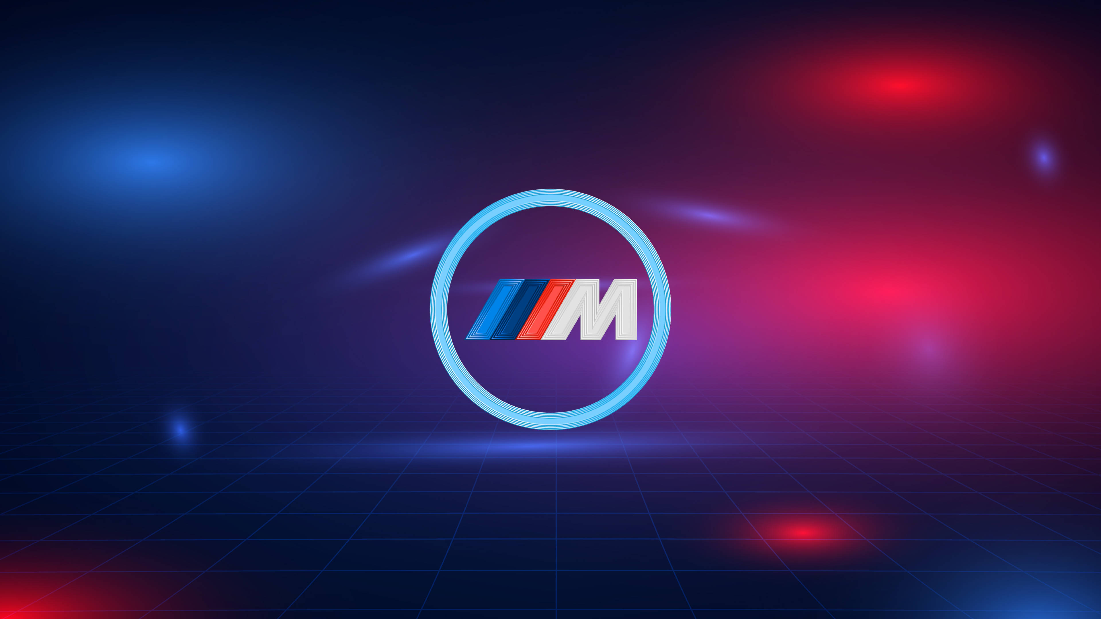 Blå røde lys BMW M-logo Bakgrunner