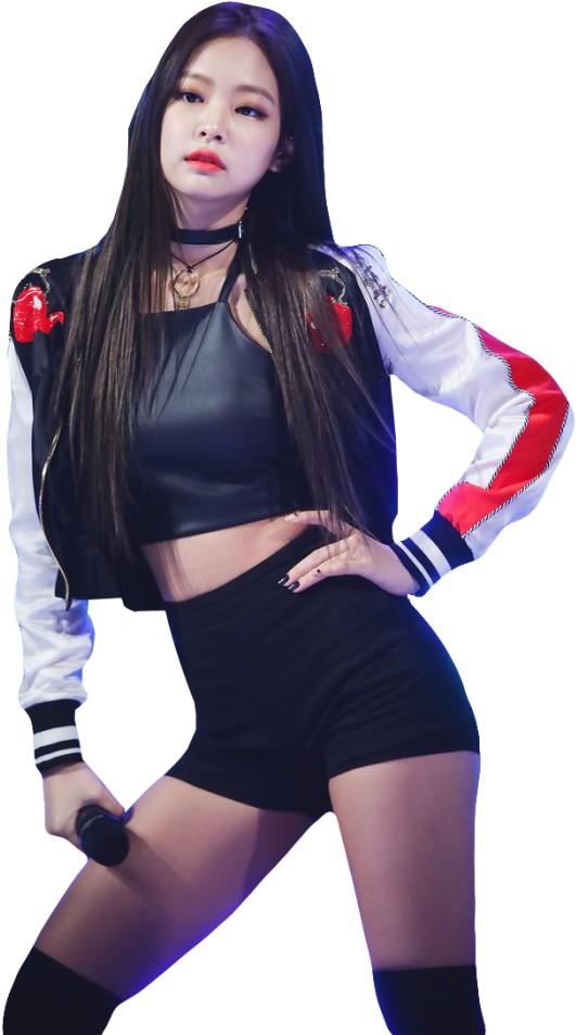 Blackpink-medlem i sceneantrekk under opptreden Bakgrunner
