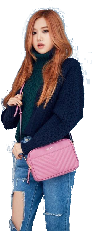 Blackpink-medlem i moteoppstilling med veske Bakgrunner
