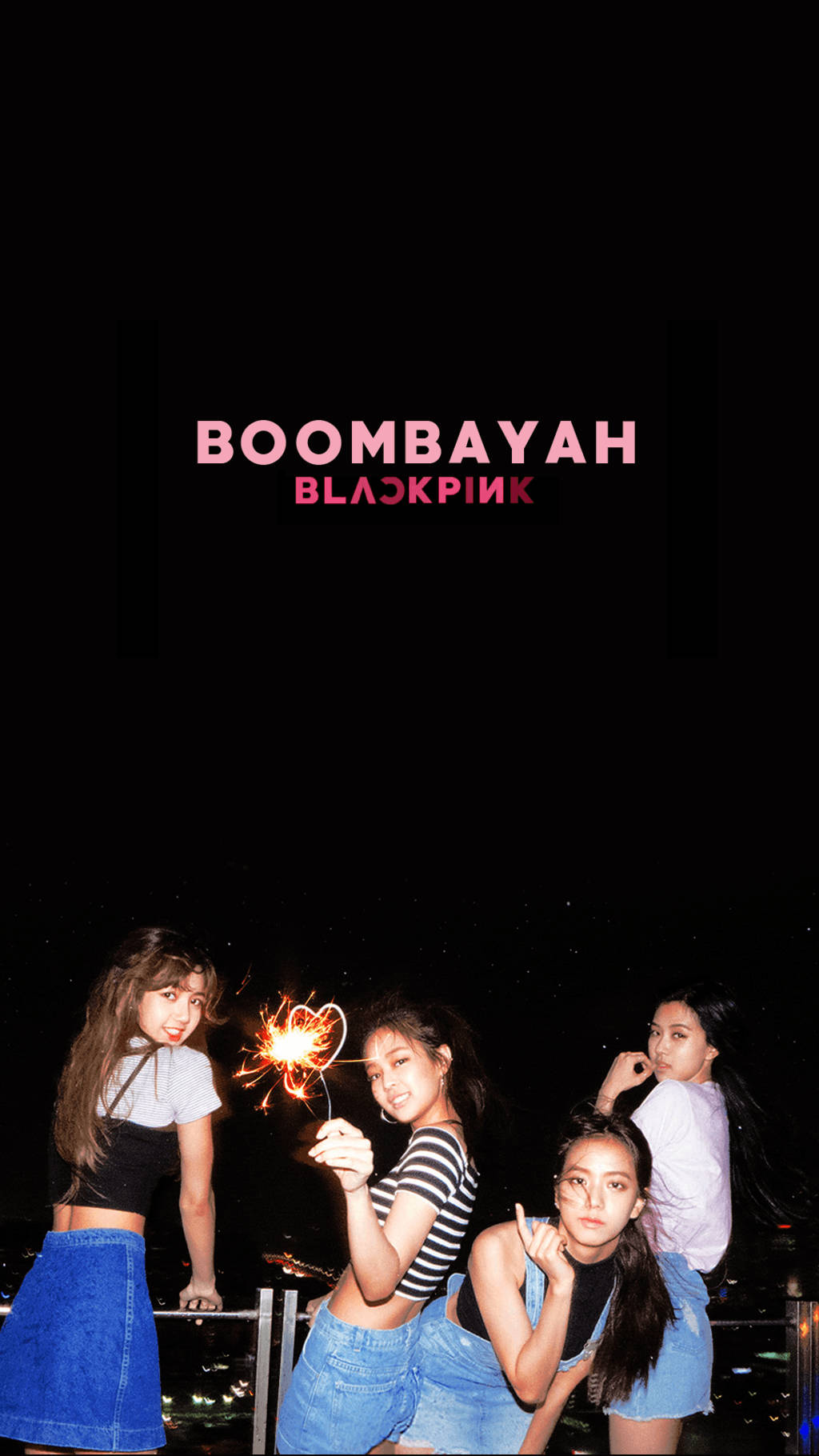 Blackpink-jentenes kveld ute med Boombayah Blackpink-tekstbakgrunnsbilde
