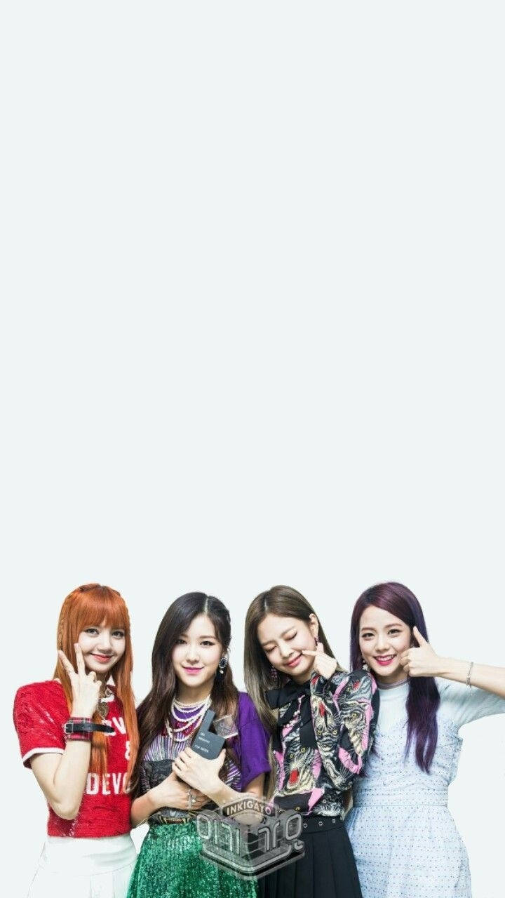 K-pop-bakgrunnsbilde av Blackpink-medlemmer over høy hvit negativ rom