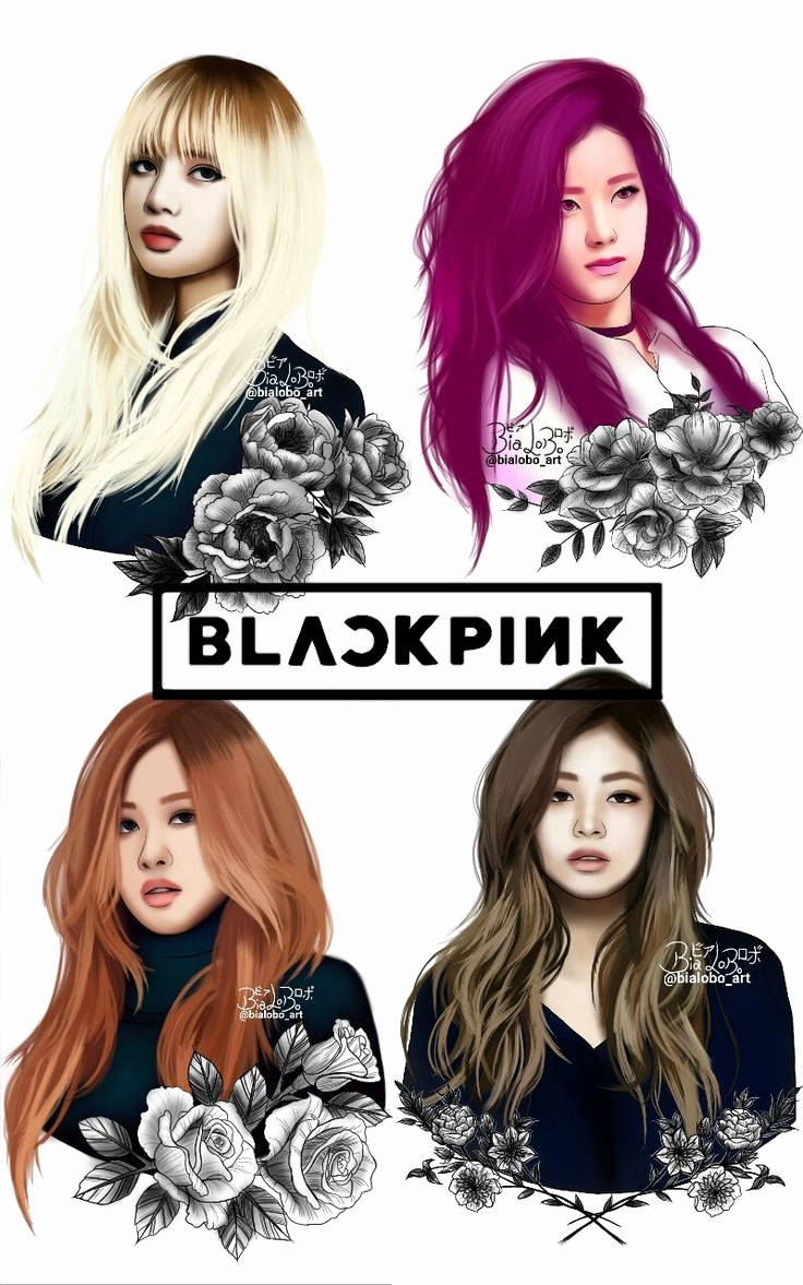 Blackpink-medlemmer Viser Fantastisk Blomsterfanart Bakgrunner
