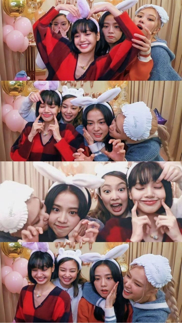 Blackpink Søt Gruppe Bilde VLIVE Bakgrunner
