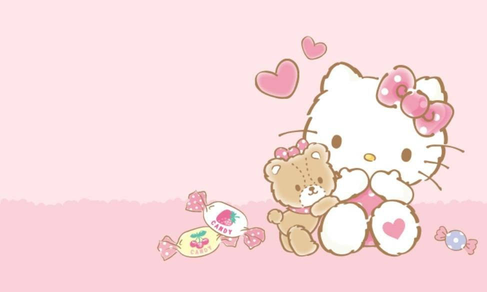 Blåser et kyss Hello Kitty Aesthetic Bakgrunner