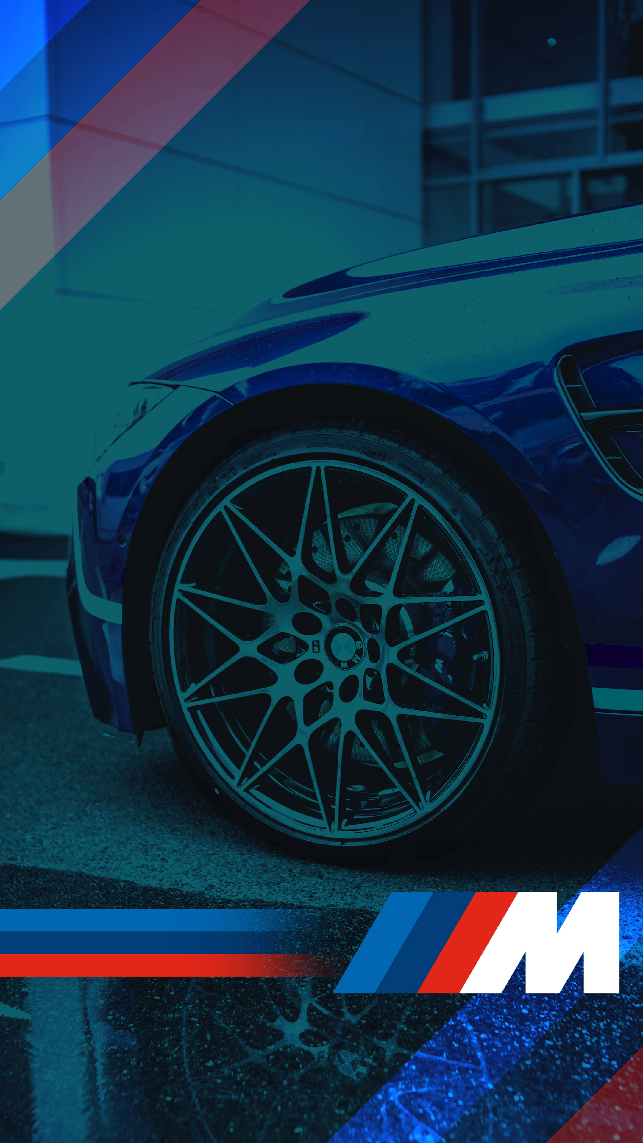 Blått bildekk med BMW M-logo Bakgrunner