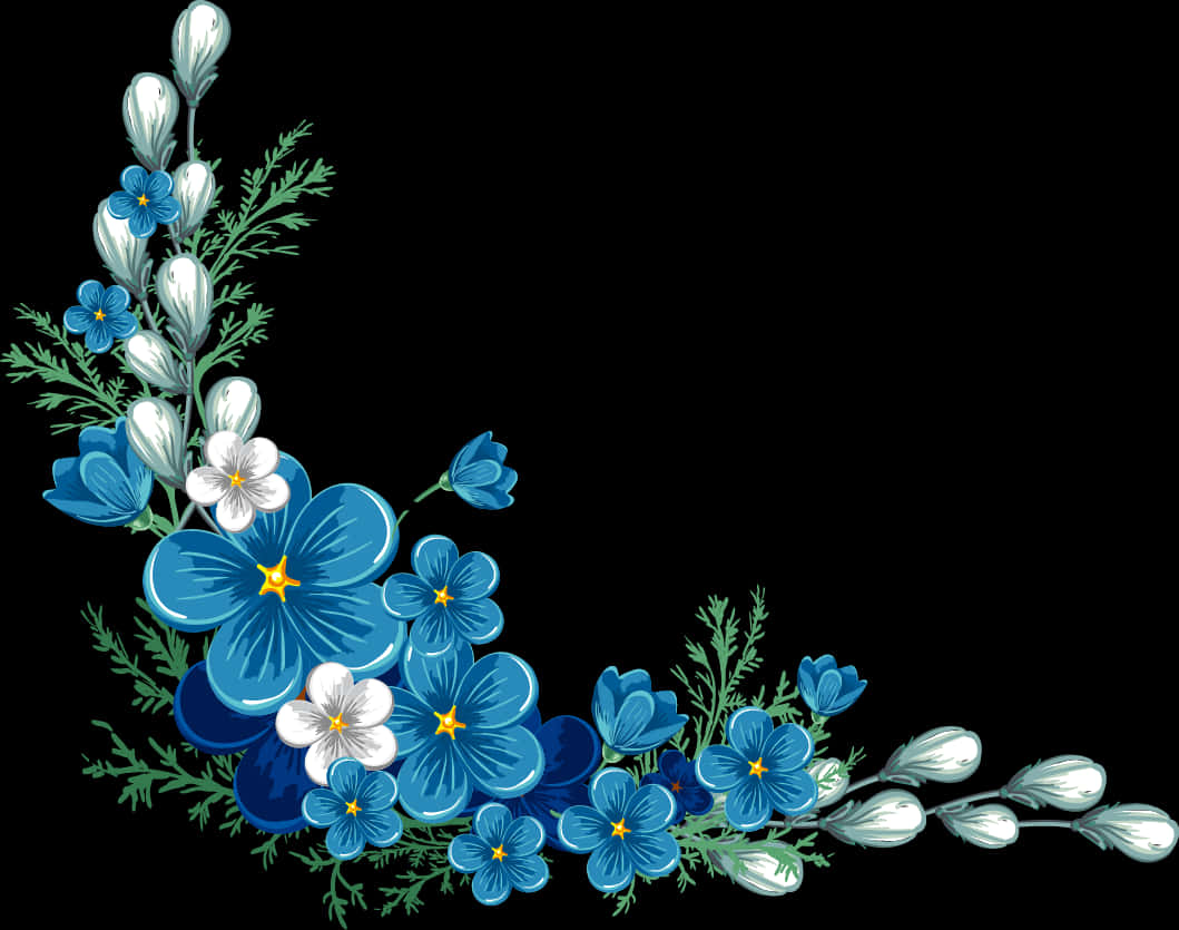Blått blomsterhjørnedesign Bakgrunner