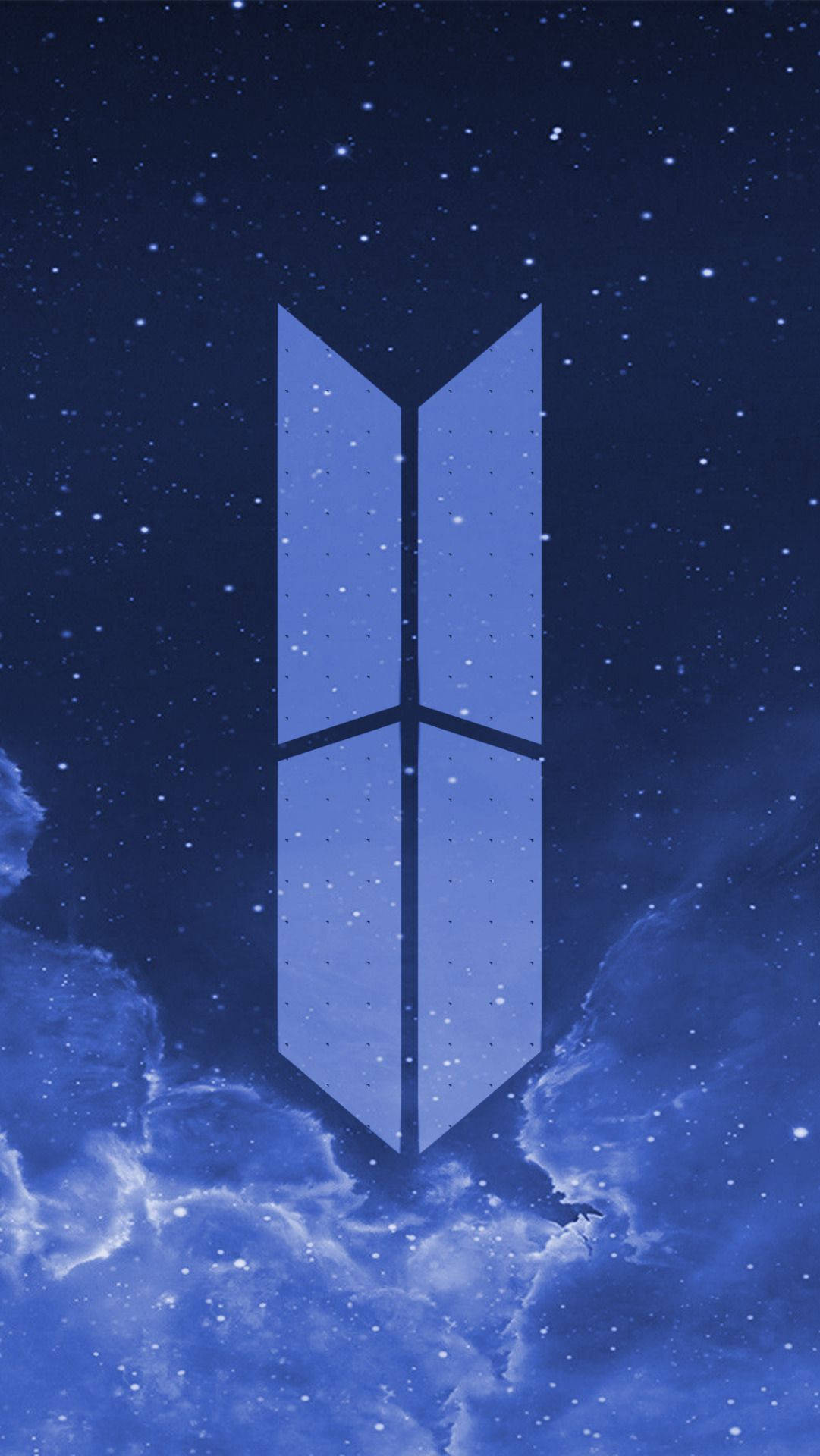 Blått BTS-logo i galakse Bakgrunner