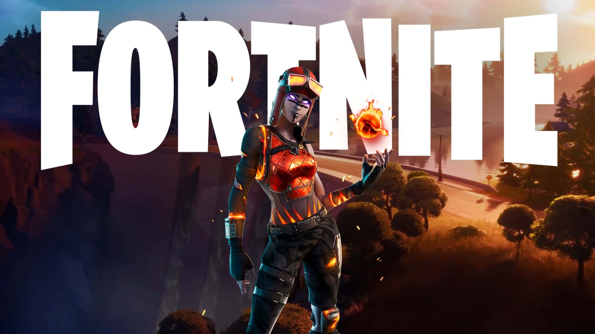 Blaze Fortnite-drakt Fortnite-logo Bakgrunner