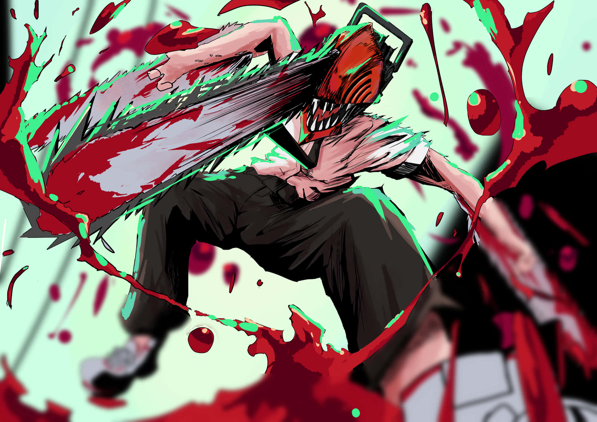 Blodig Chainsaw Man PFP — Kule anime-GIF Bakgrunner