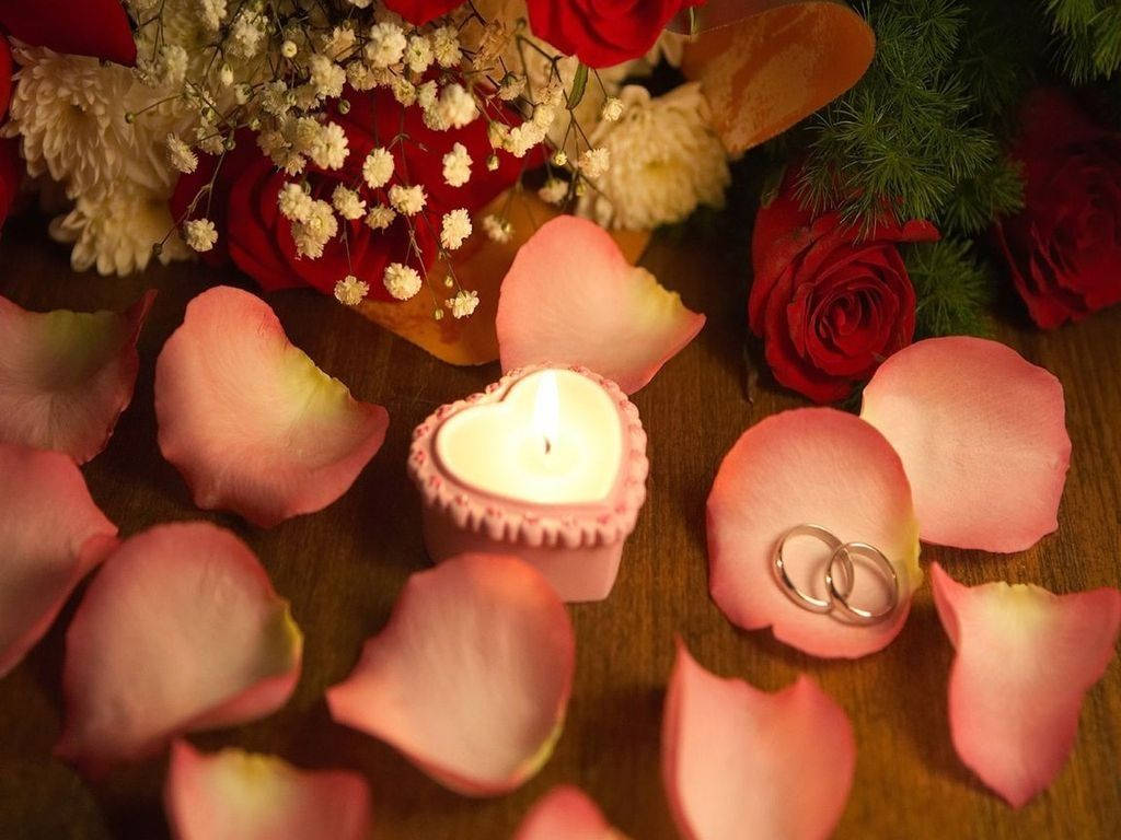 Blomsterblader Valentinsdag Skrivebord Bakgrunner