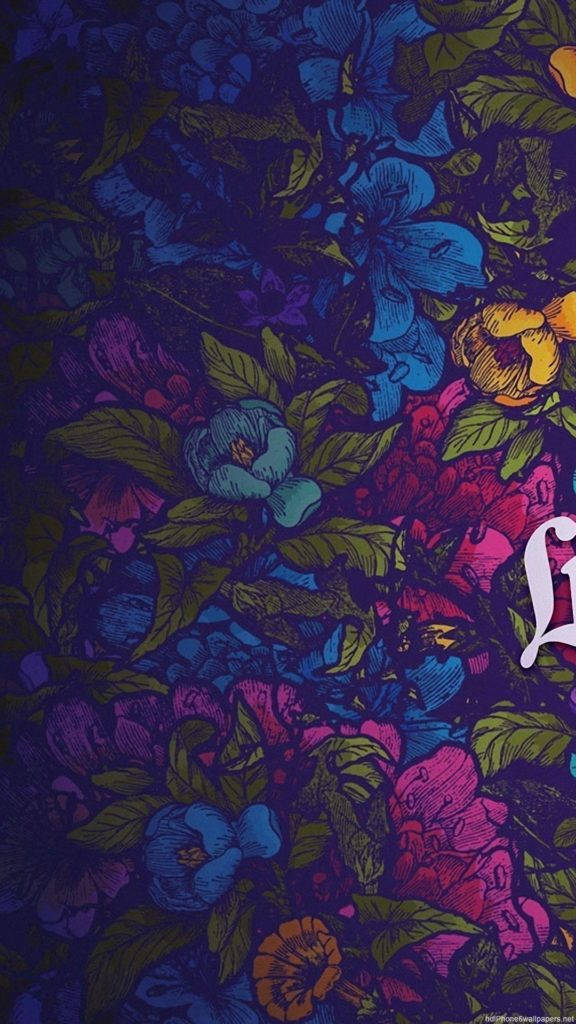 Blomstergraffiti Floral iPhone Bakgrunner