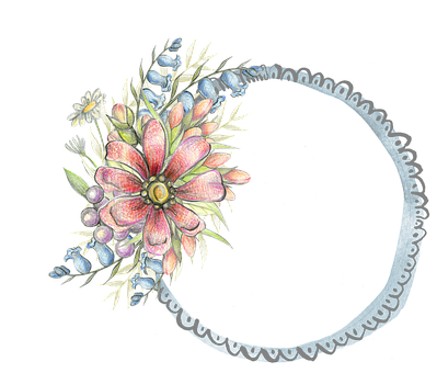 Blomsterillustrasjon med halvmåne Bakgrunner