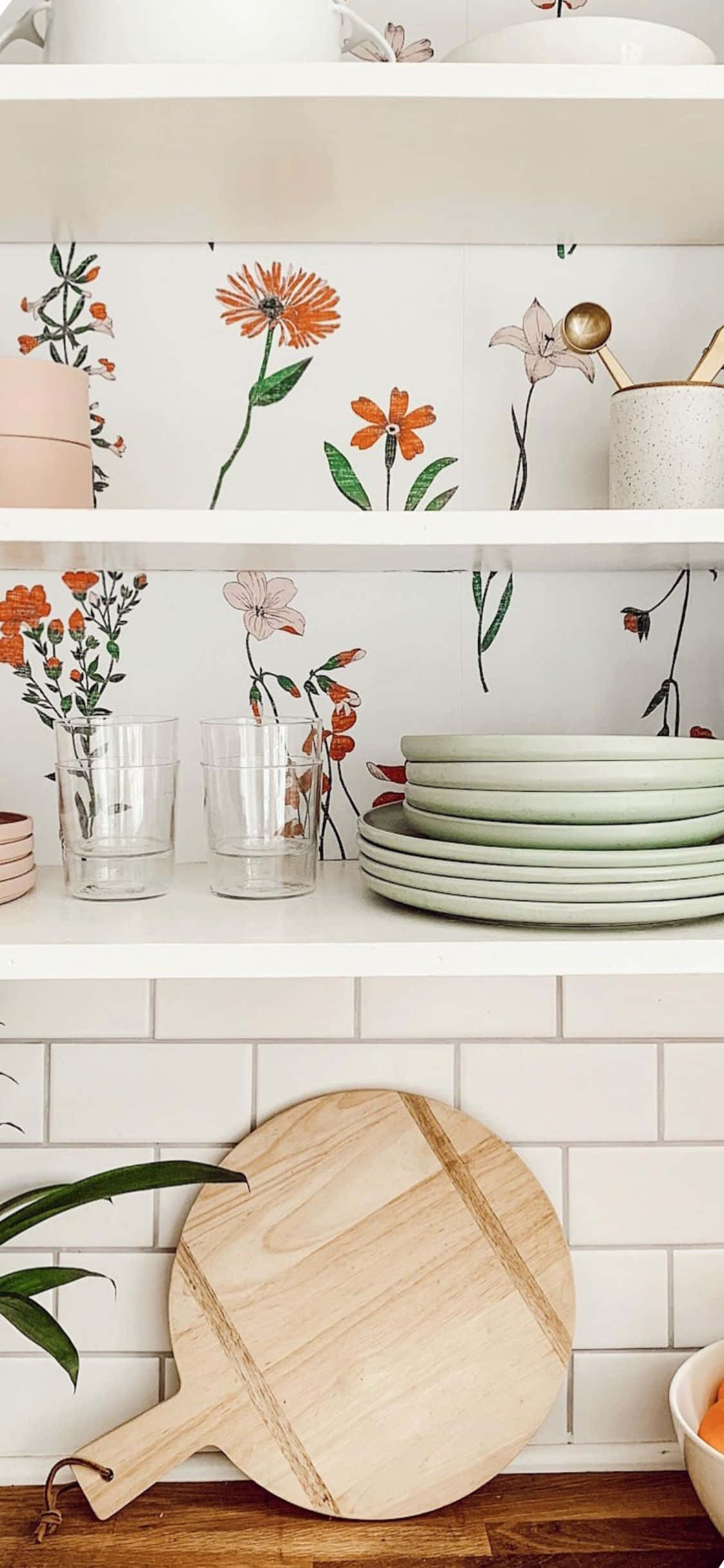 Blomsterinteriør iPhone X Kjøkkenbakgrunn Bakgrunner