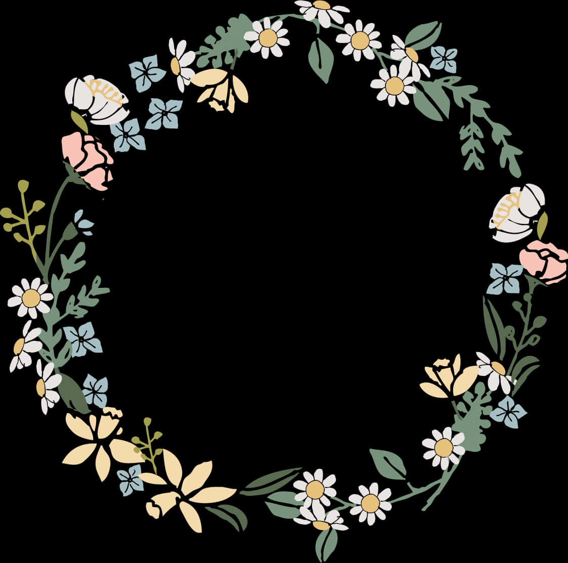 Blomsterkrans_ Illustrasjon_ Svart_ Bakgrunn.PNG Bakgrunner