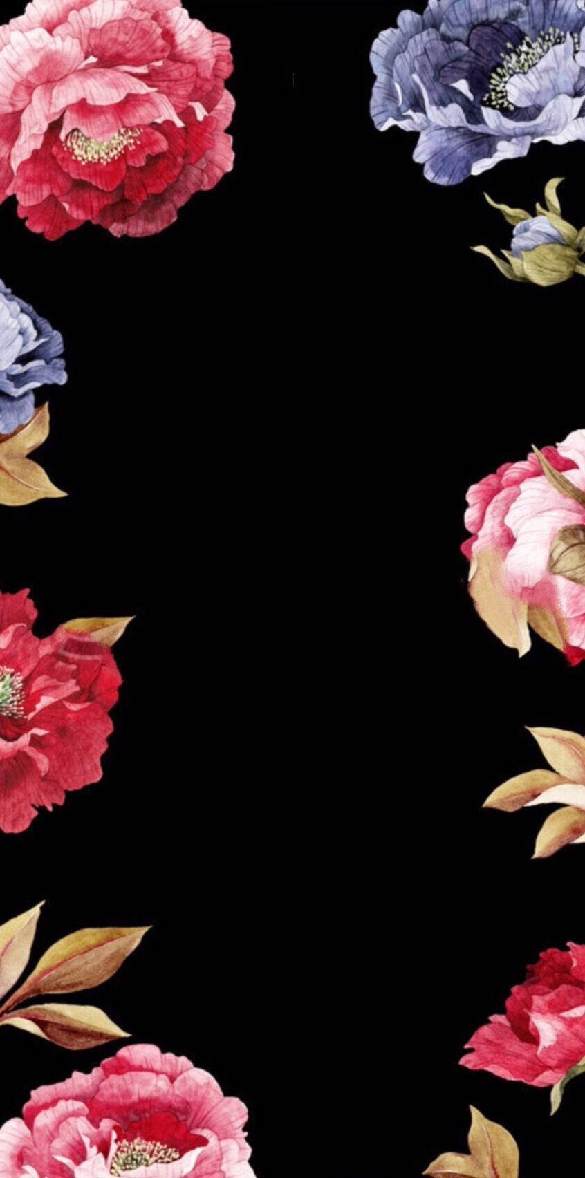 Blomsterramme Floral iPhone Bakgrunner
