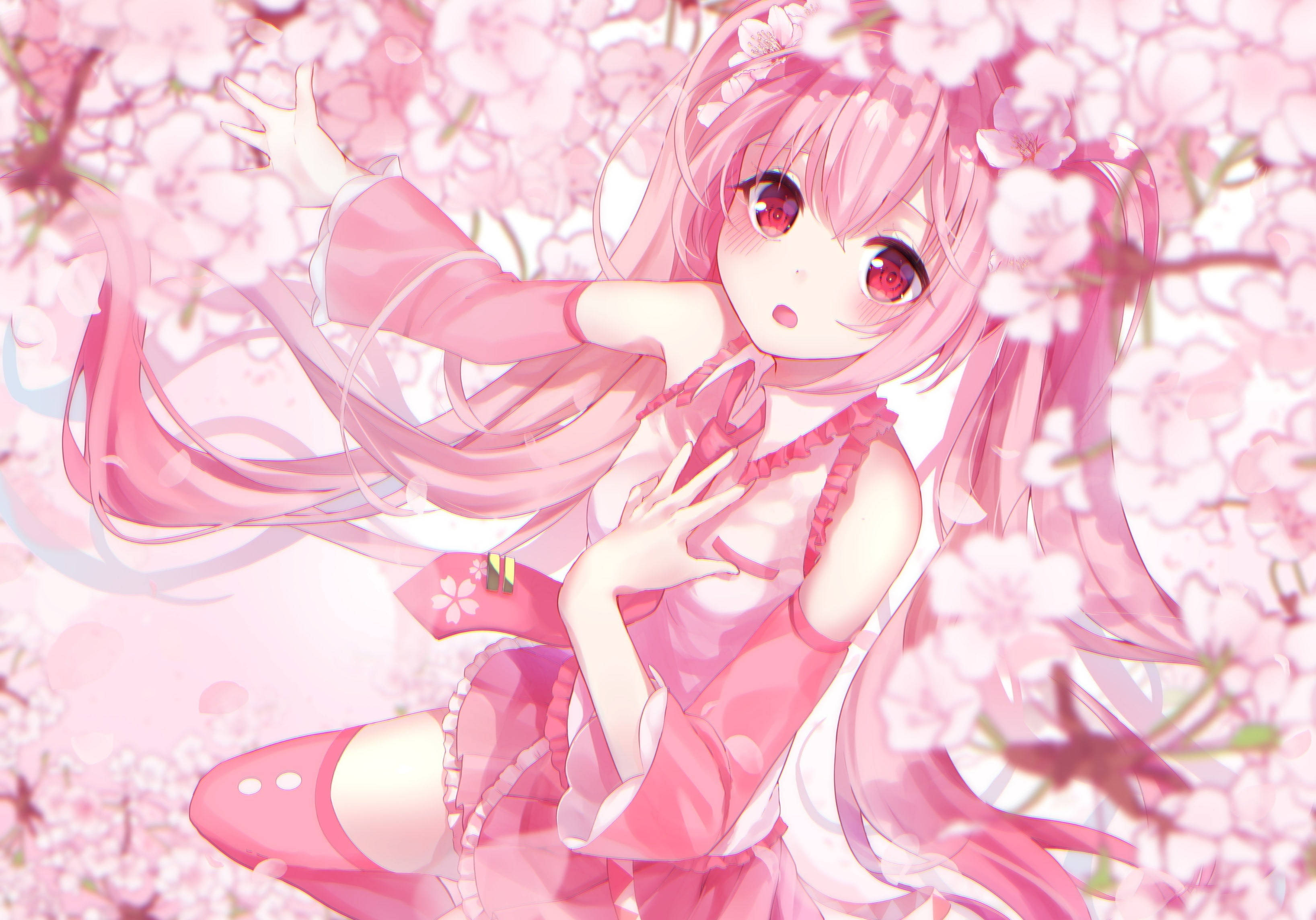 Blomsterrosa Anime Estetikk Bakgrunner