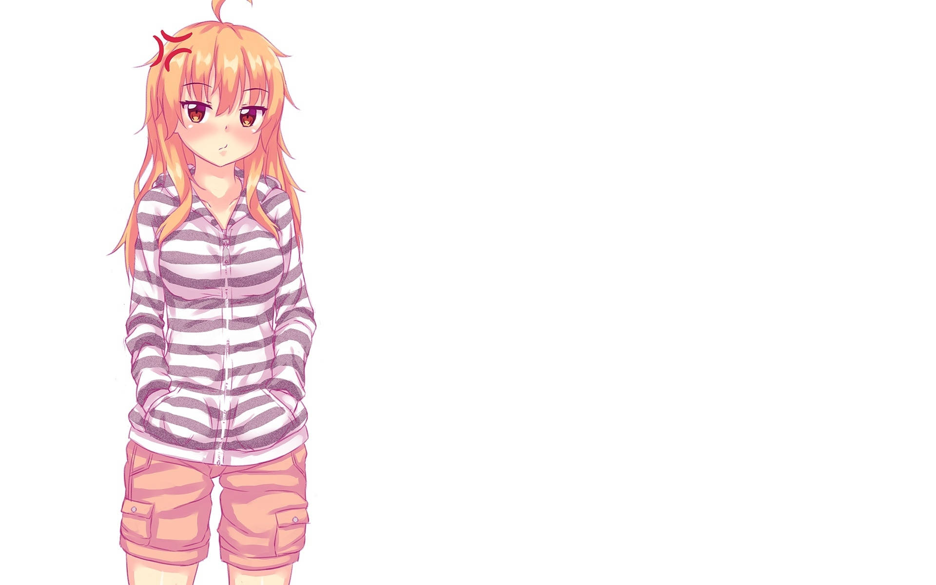 Blond animejente hettegenser med striper Bakgrunner