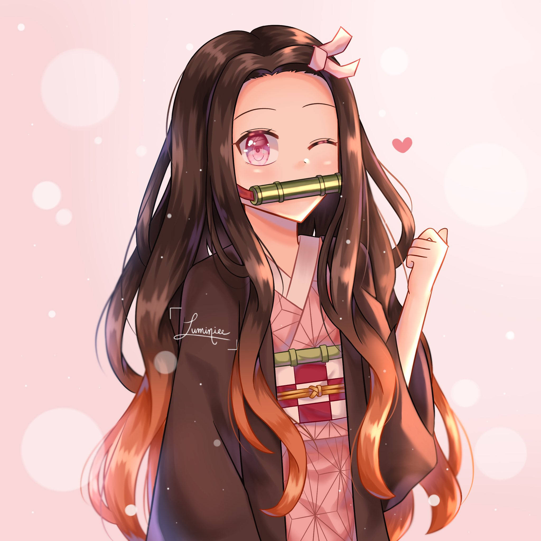 Blunkende Demon Slayer Nezuko Bakgrunner
