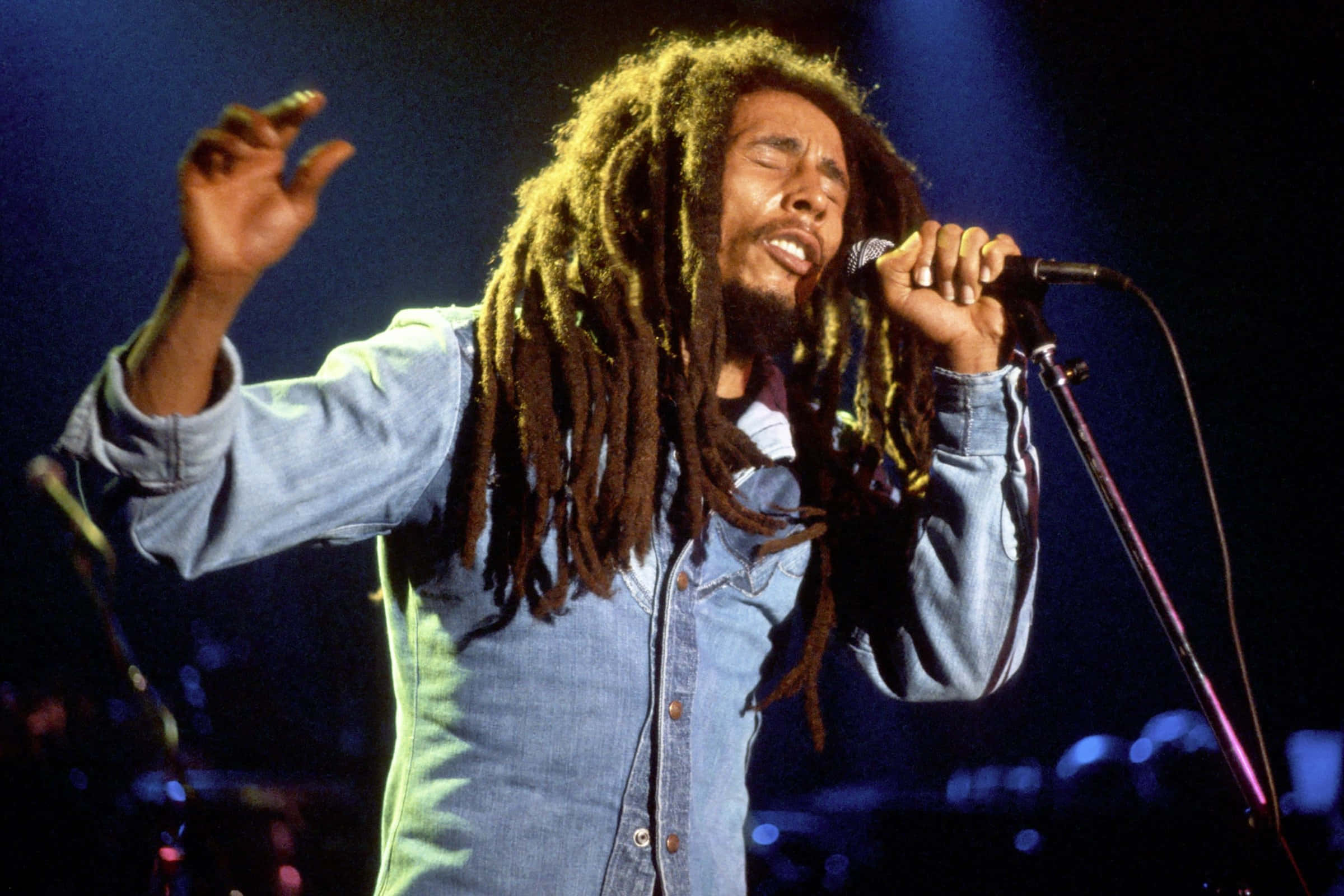 bob marley synger inn i en mikrofon Bakgrunner
