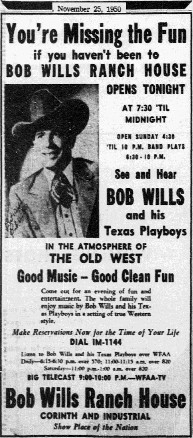 Bob Wills And The Texas Playboys Vintage Avis Bakgrunner