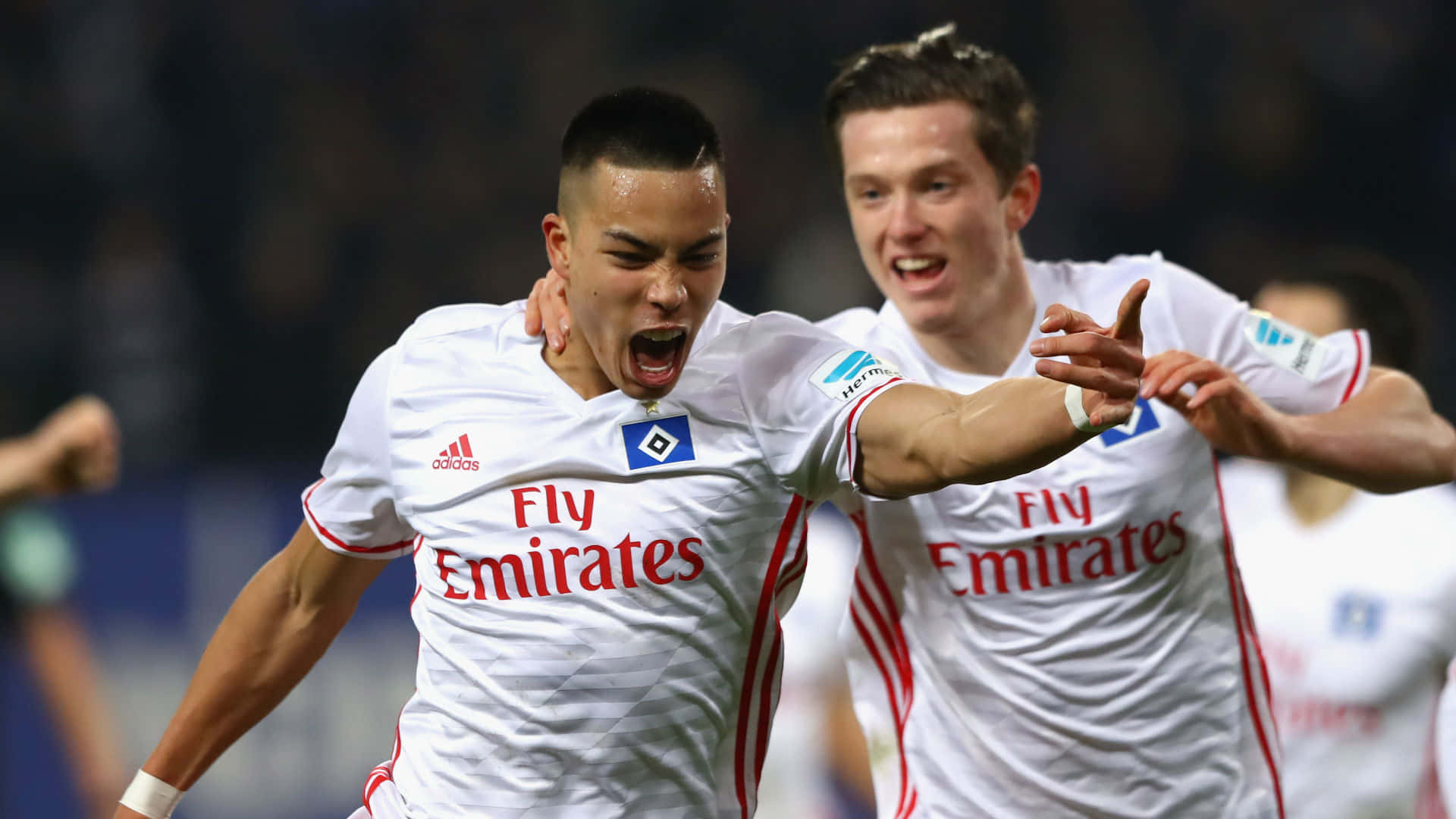 Bobby Wood og Michael Gregoritsch under Bundesliga-kamp Bakgrunner