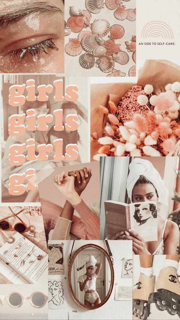 Boho Aesthetic Jenter Collage Bakgrunner