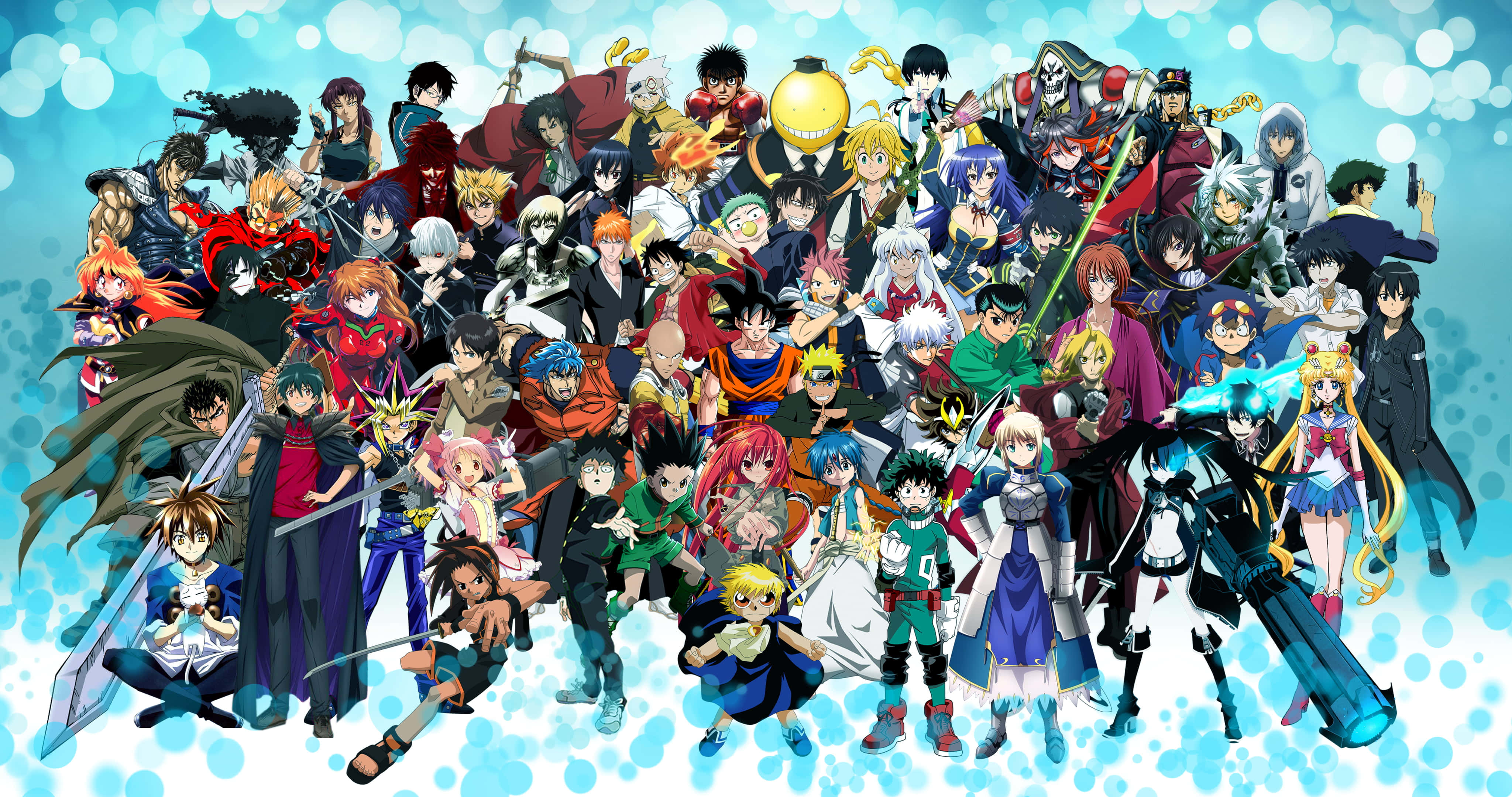 Bokeh-design mot alle anime-karakterer HD Bakgrunner
