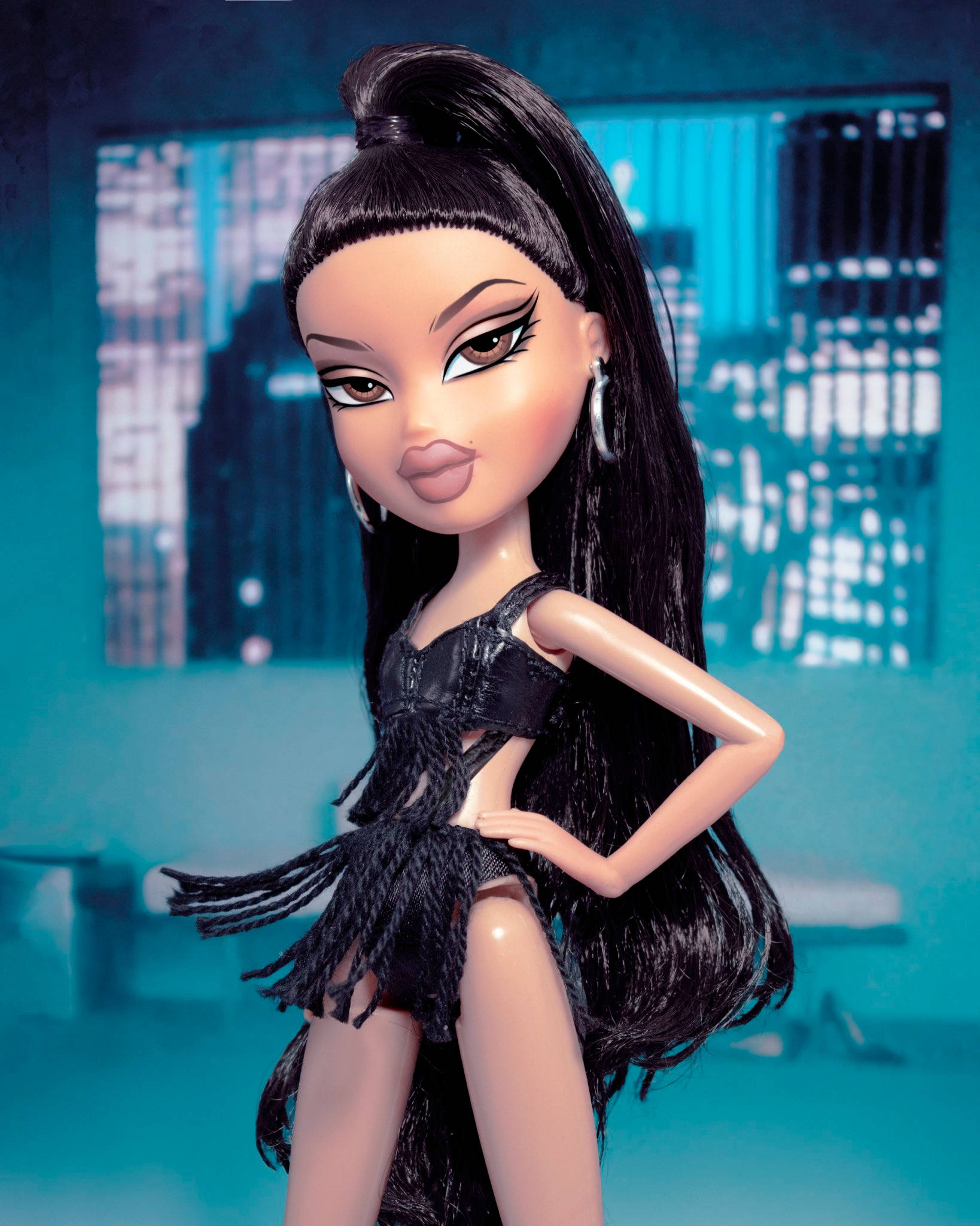 Bratz Aesthetic Supermodell i svart Bakgrunner