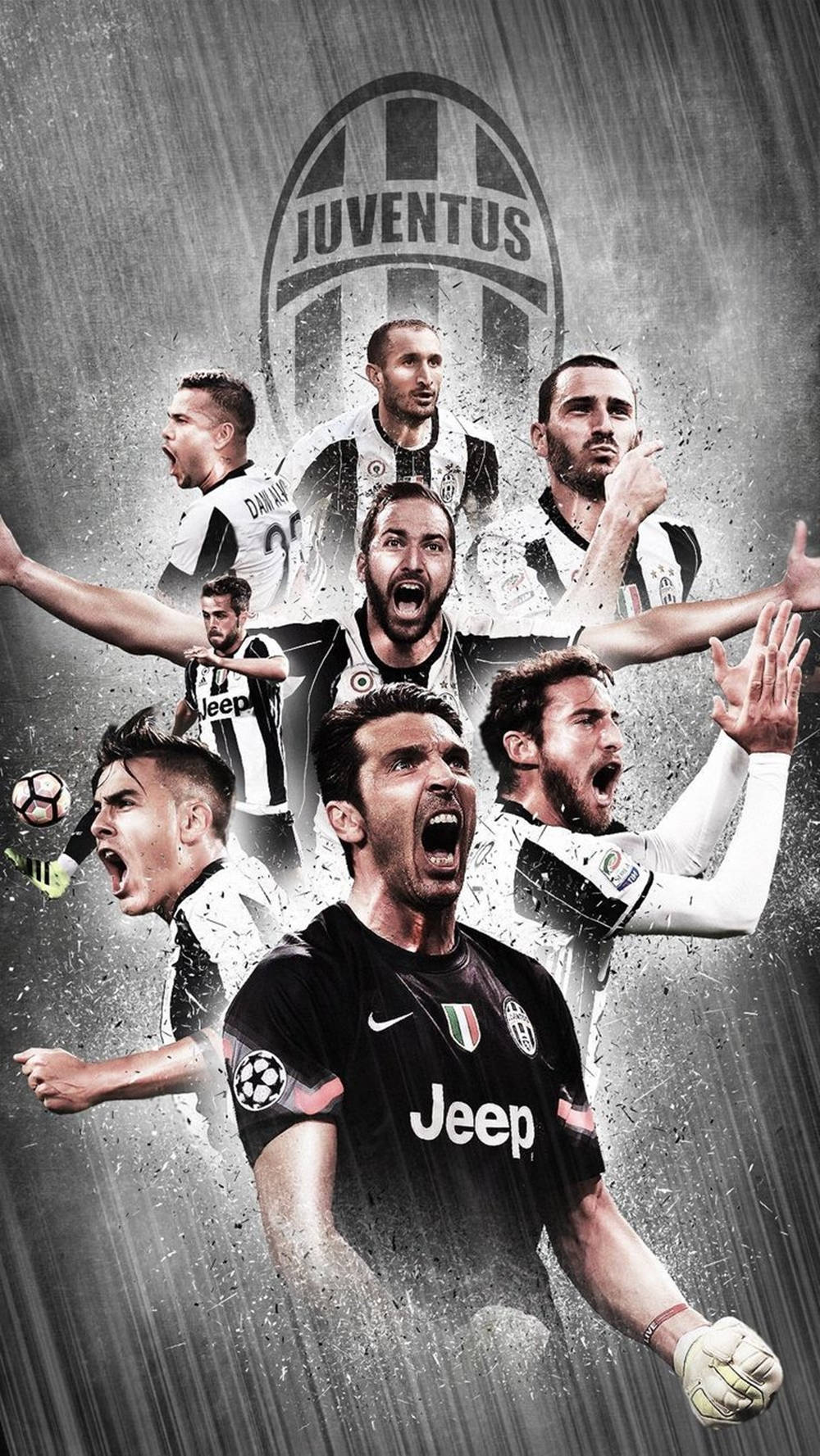 Brølende Juventus-fotballspillere illustrasjon Bakgrunner