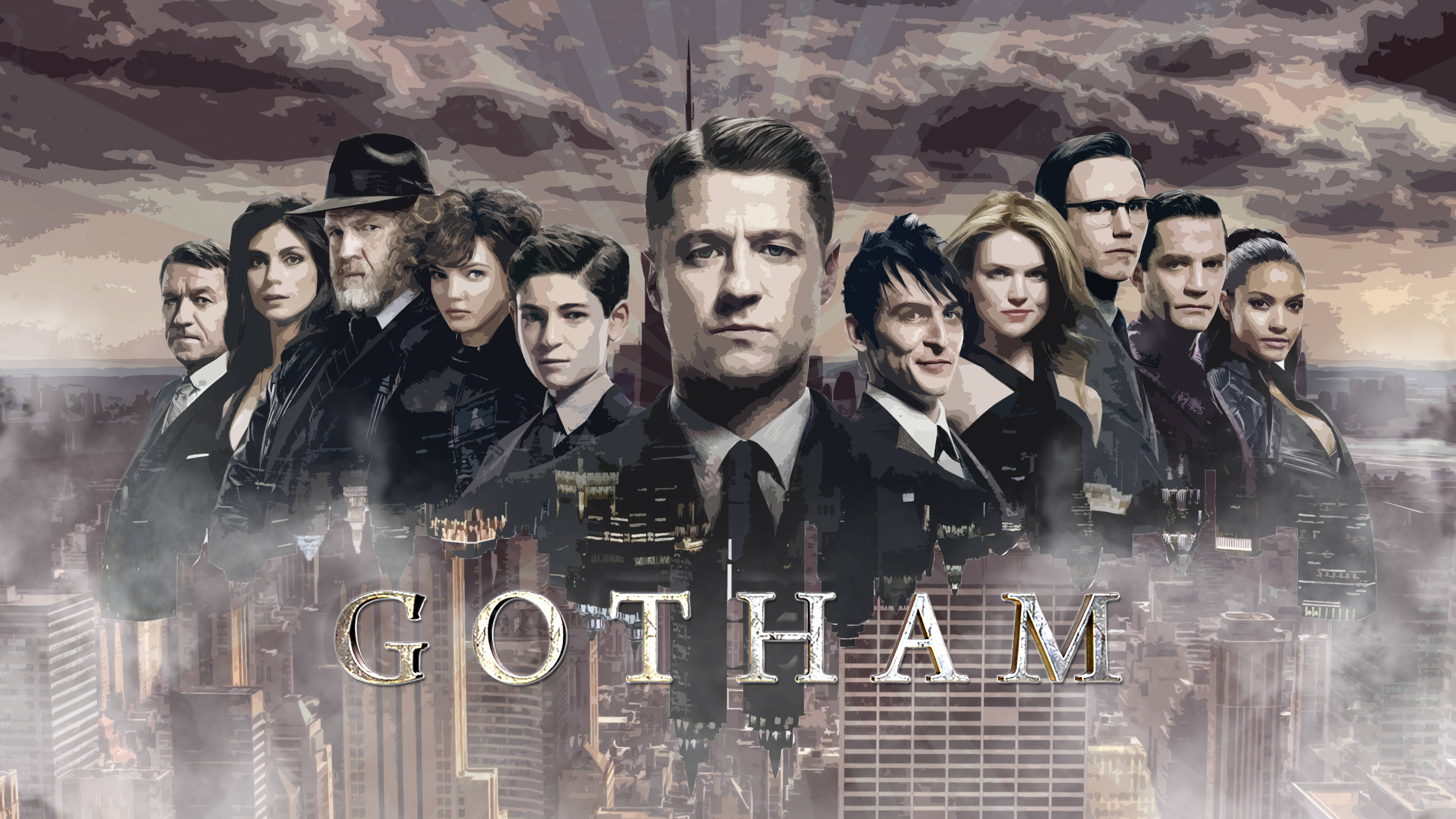 Brun estetisk 4K Gotham-ensemble Bakgrunner