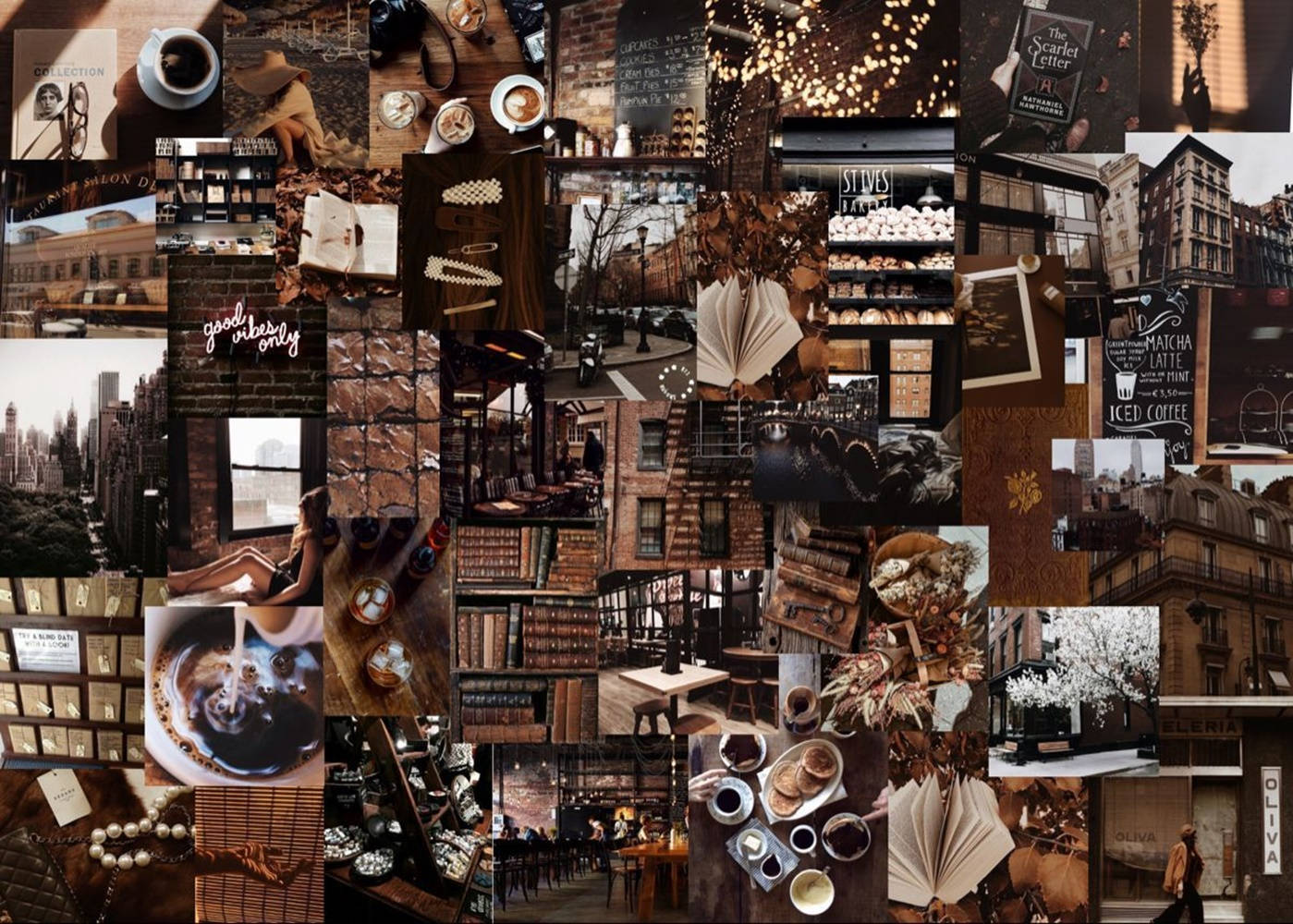 Brun estetisk fotodump collage laptop — Brun estetisk GIF Bakgrunner