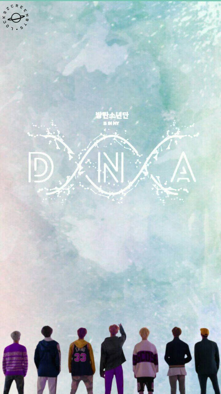 BTS-medlemmer sett bakfra, ser opp på en bakgrunn som sier DNA, nytt album.