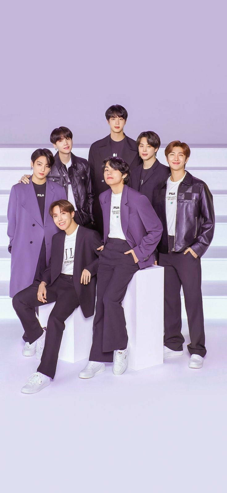 BTS-fotografering lilla estetikk — Bts gruppebilde GIF Bakgrunner