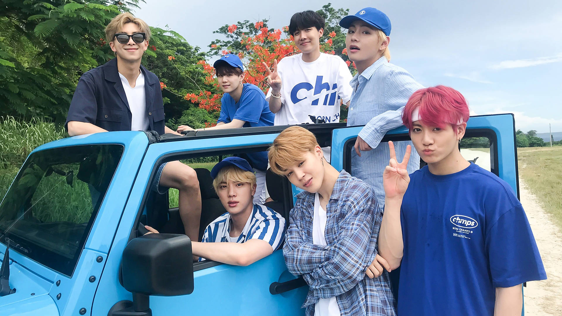 BTS-gruppebilde fra Saipan Bakgrunner